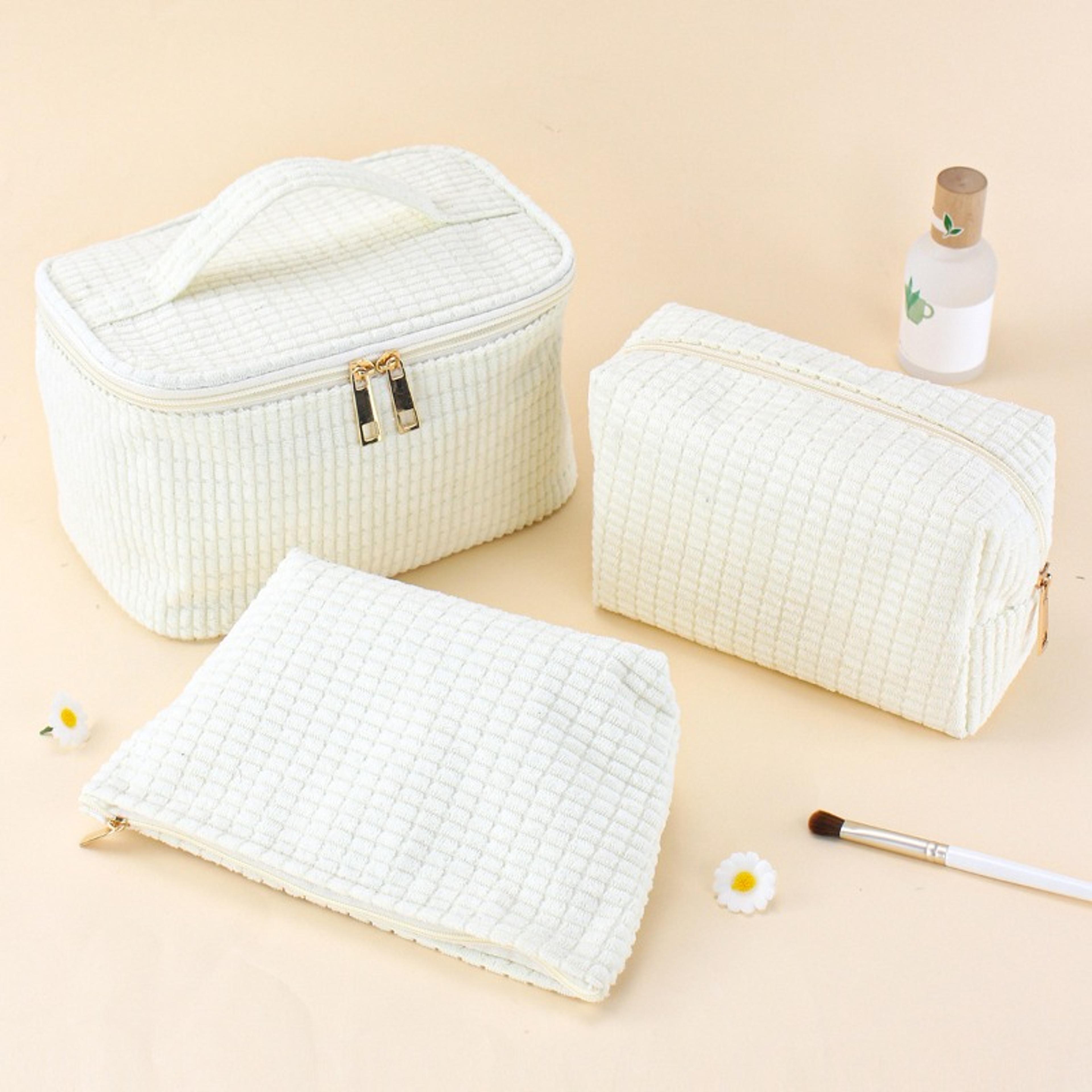 corduroy makeup bag large capacity travel makeup organizer cosmetic toiletry pouch