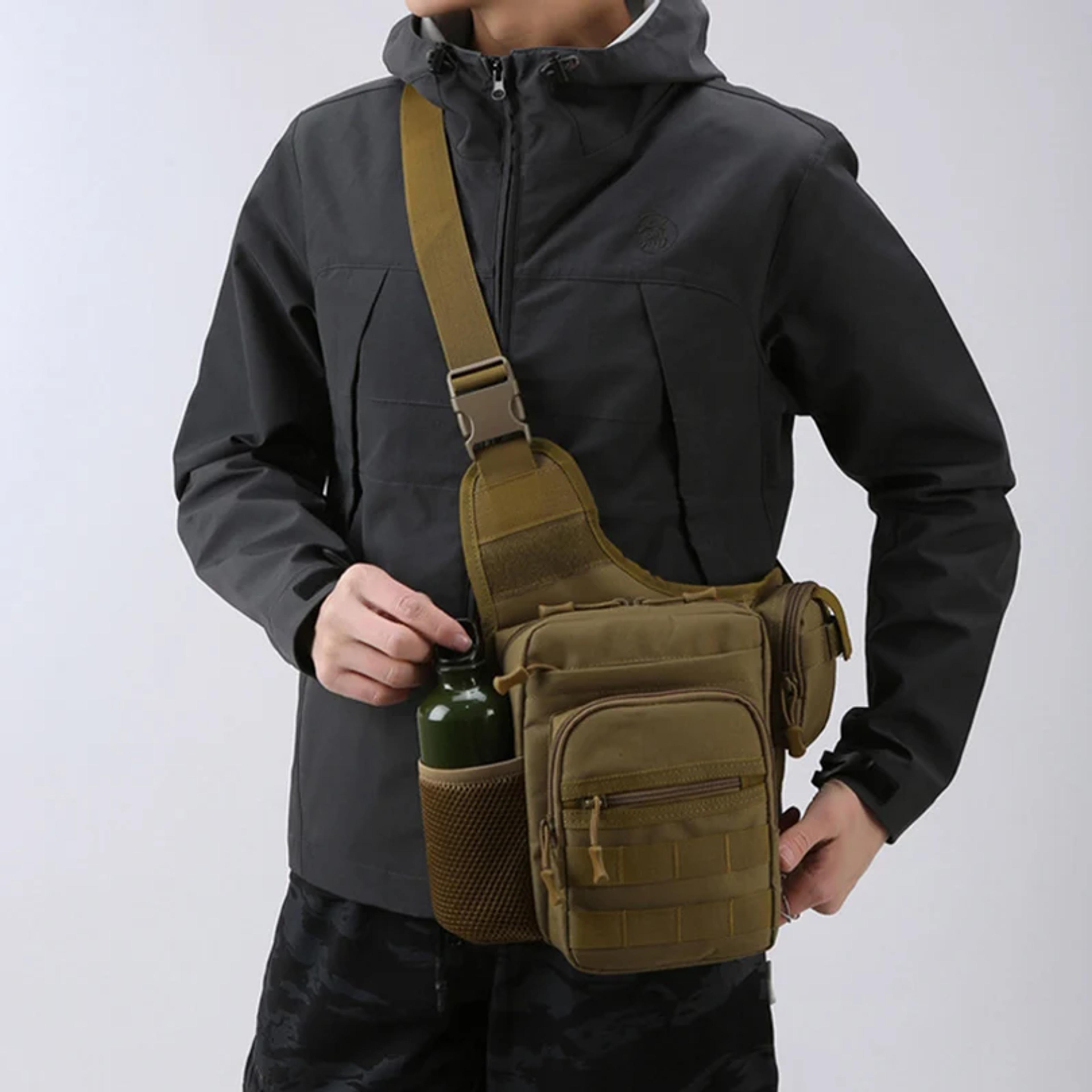tactical chest bag molle crossbody hiking pack for camping, cycling & travel