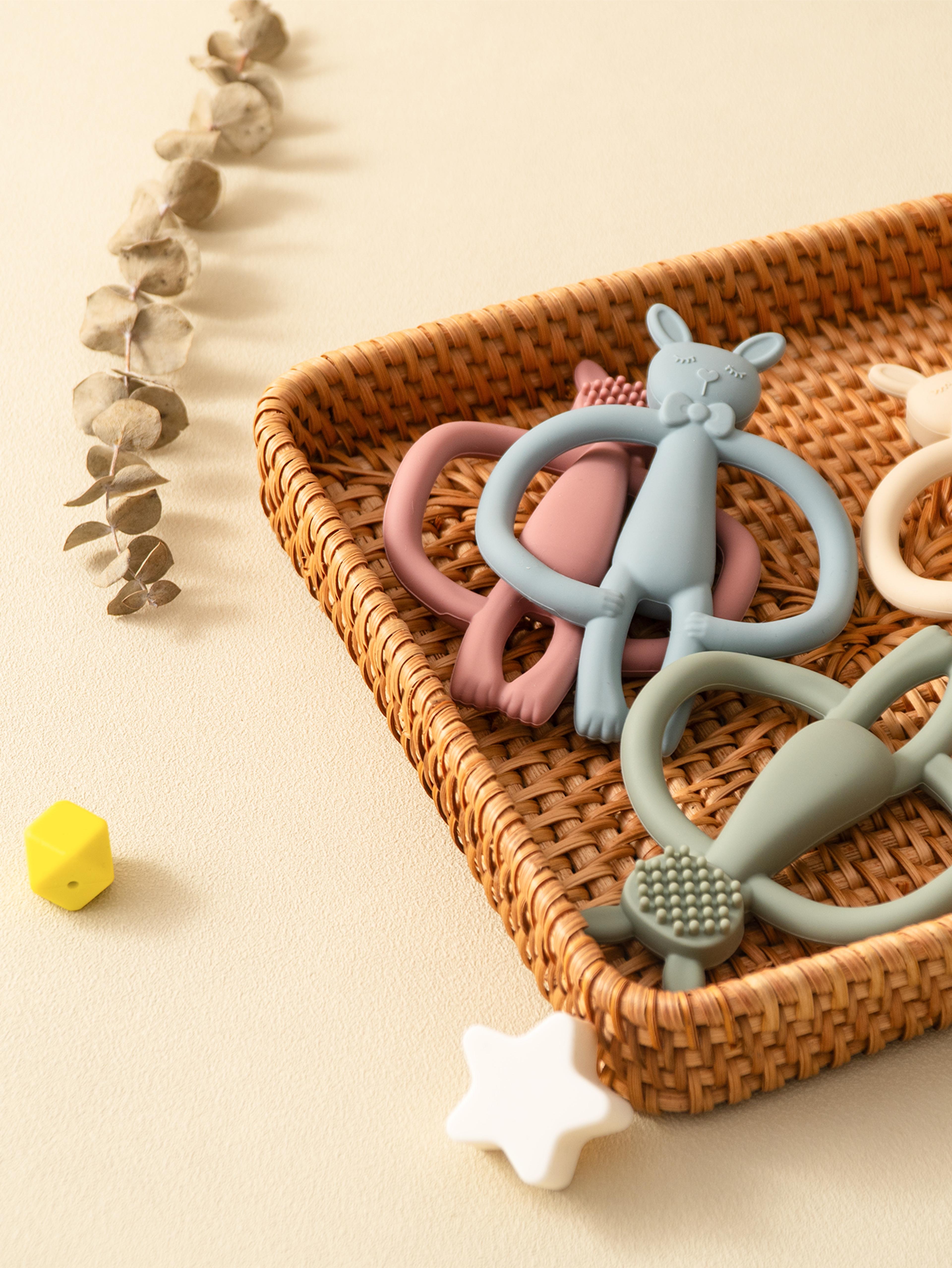 soft silicone baby teether rabbit teething toy for newborns & infants