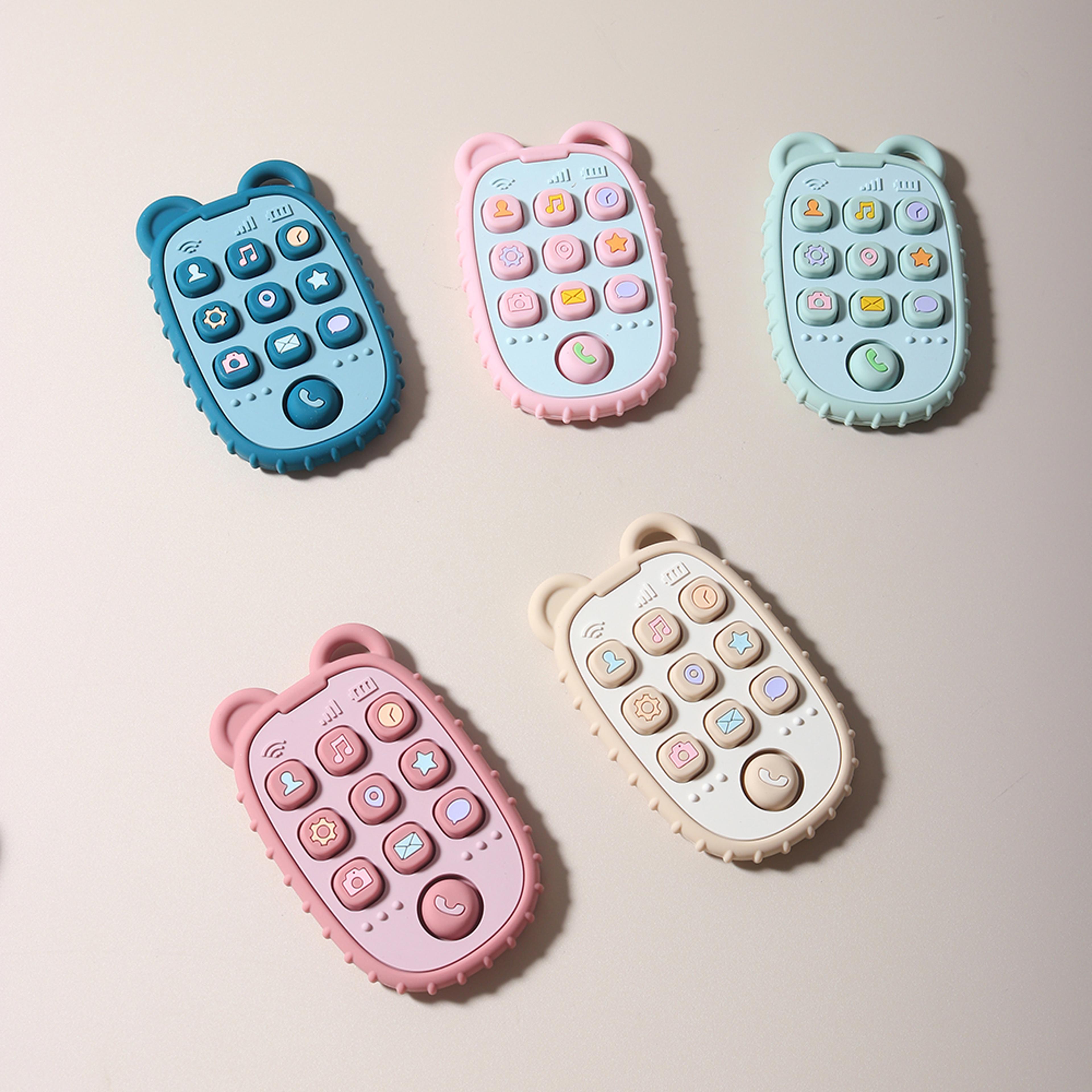 baby phone shape silicone teether sensory teething toy for infants