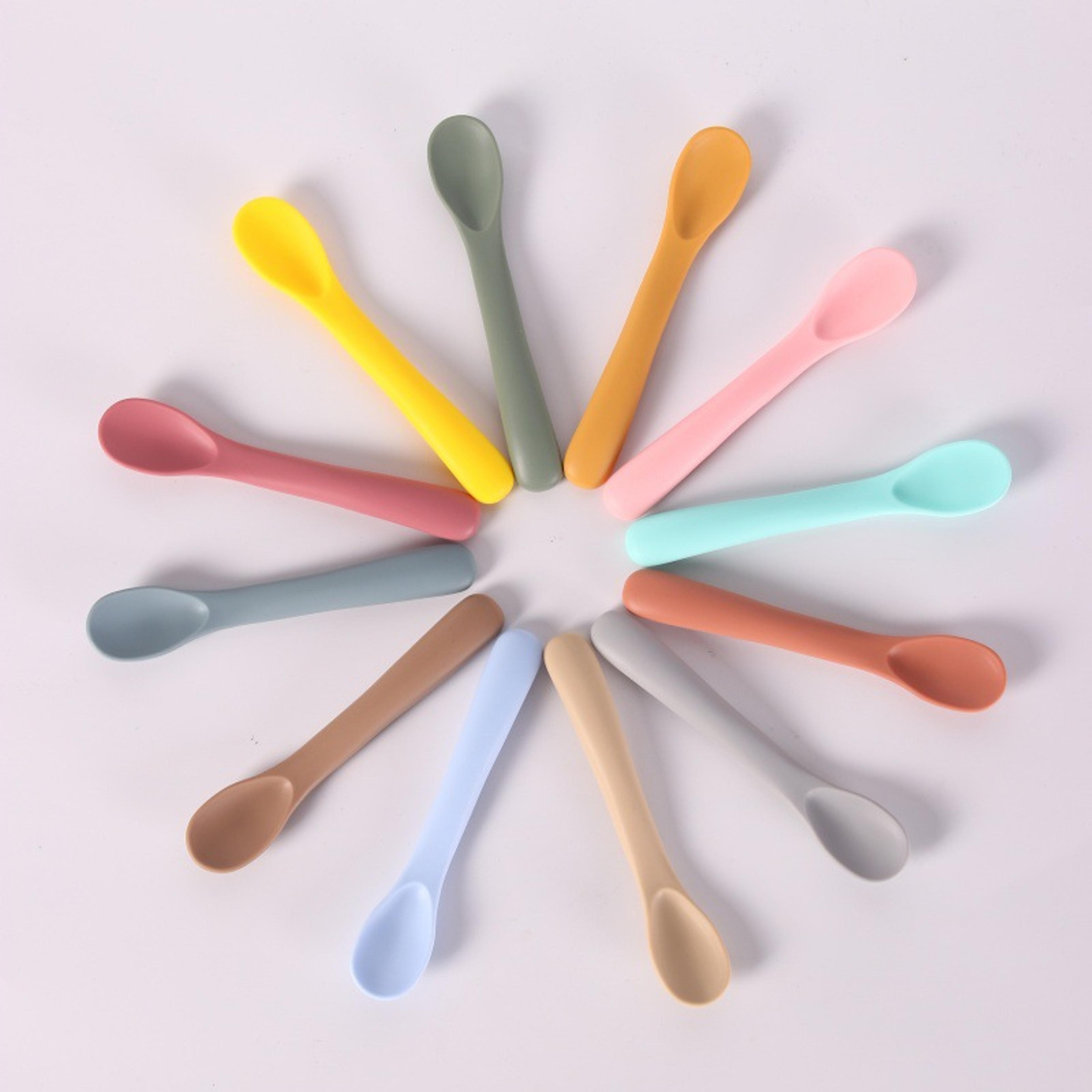 soft silicone baby feeding spoon & toddler utensils set for self feeding & baby led weaning