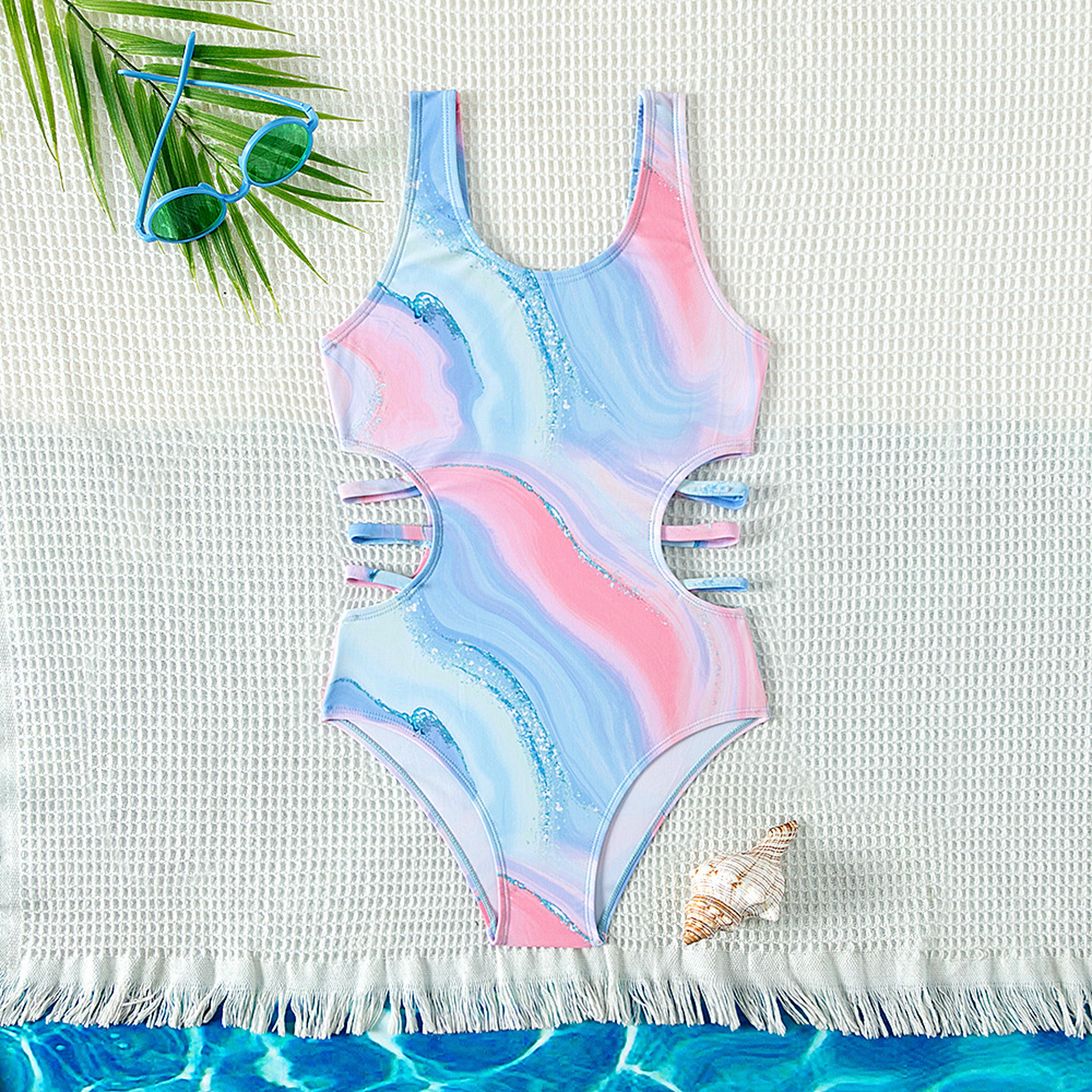 girls one piece swimsuit tie dye youth swimwear for teen girls 5 to 15 years
