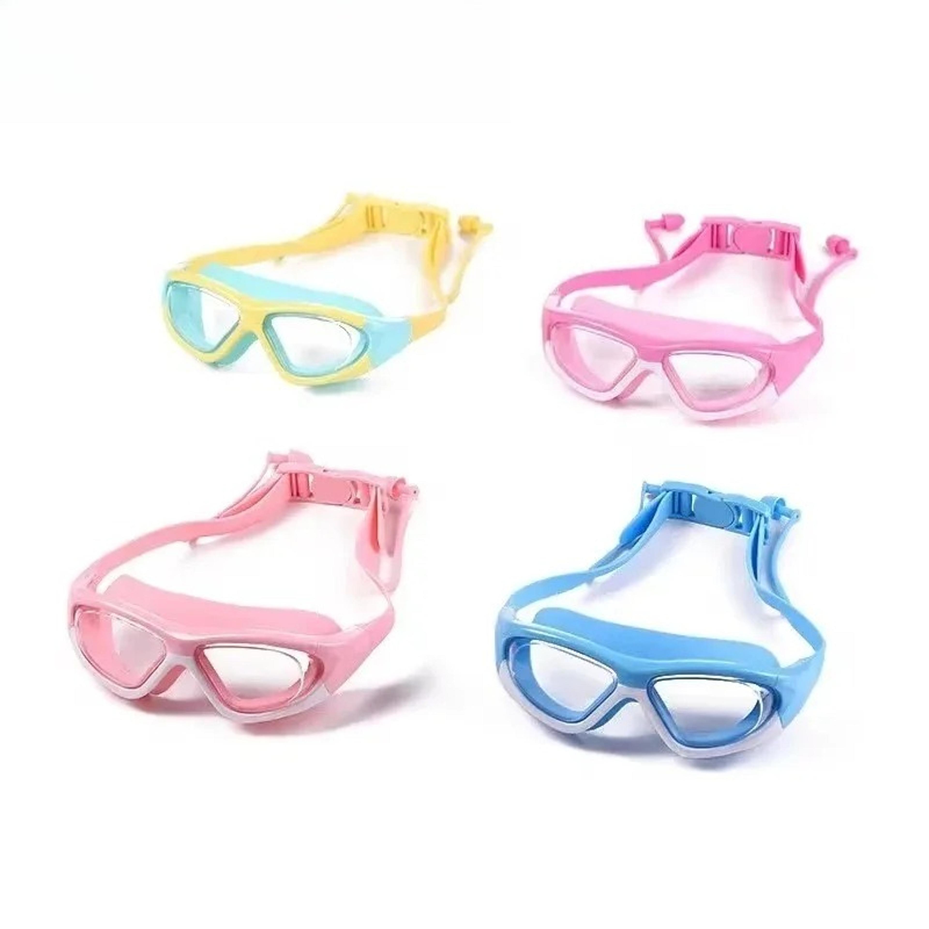 kids swim goggles with anti fog lens and silicone earplugs