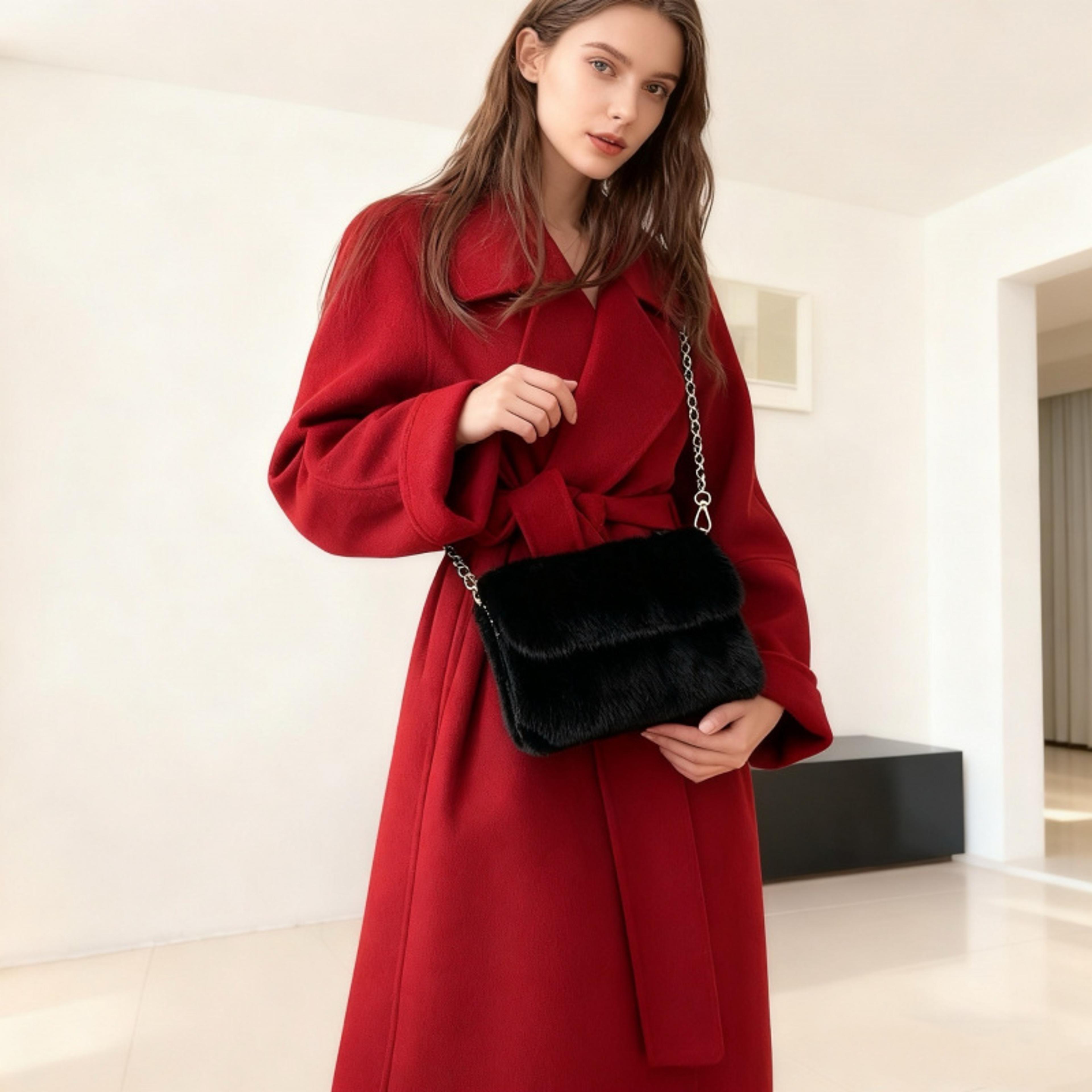 luxe faux fur handbag designer style women's shoulder crossbody bag