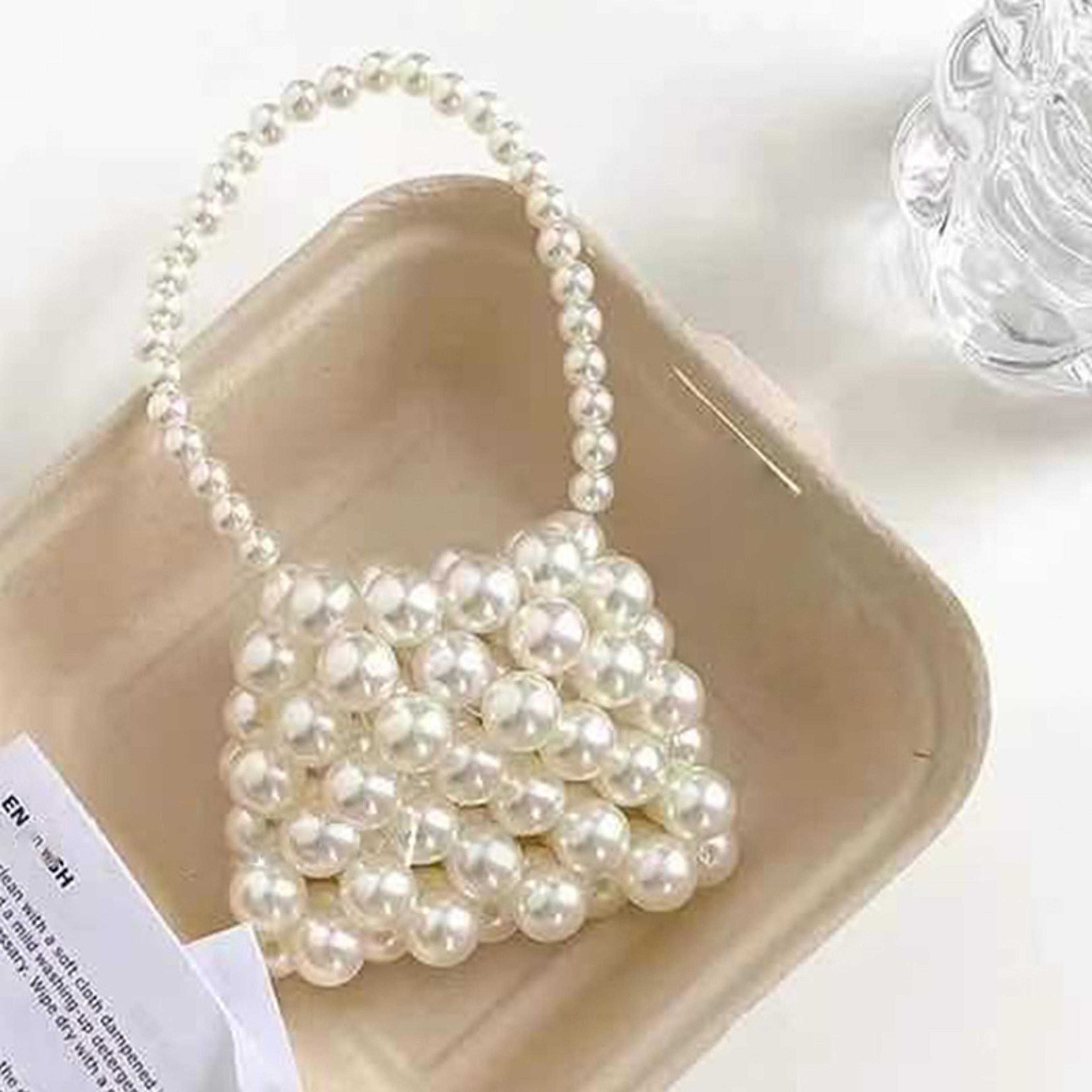 vintage pearl beaded purse mini evening clutch for coins, lipstick & special occasions