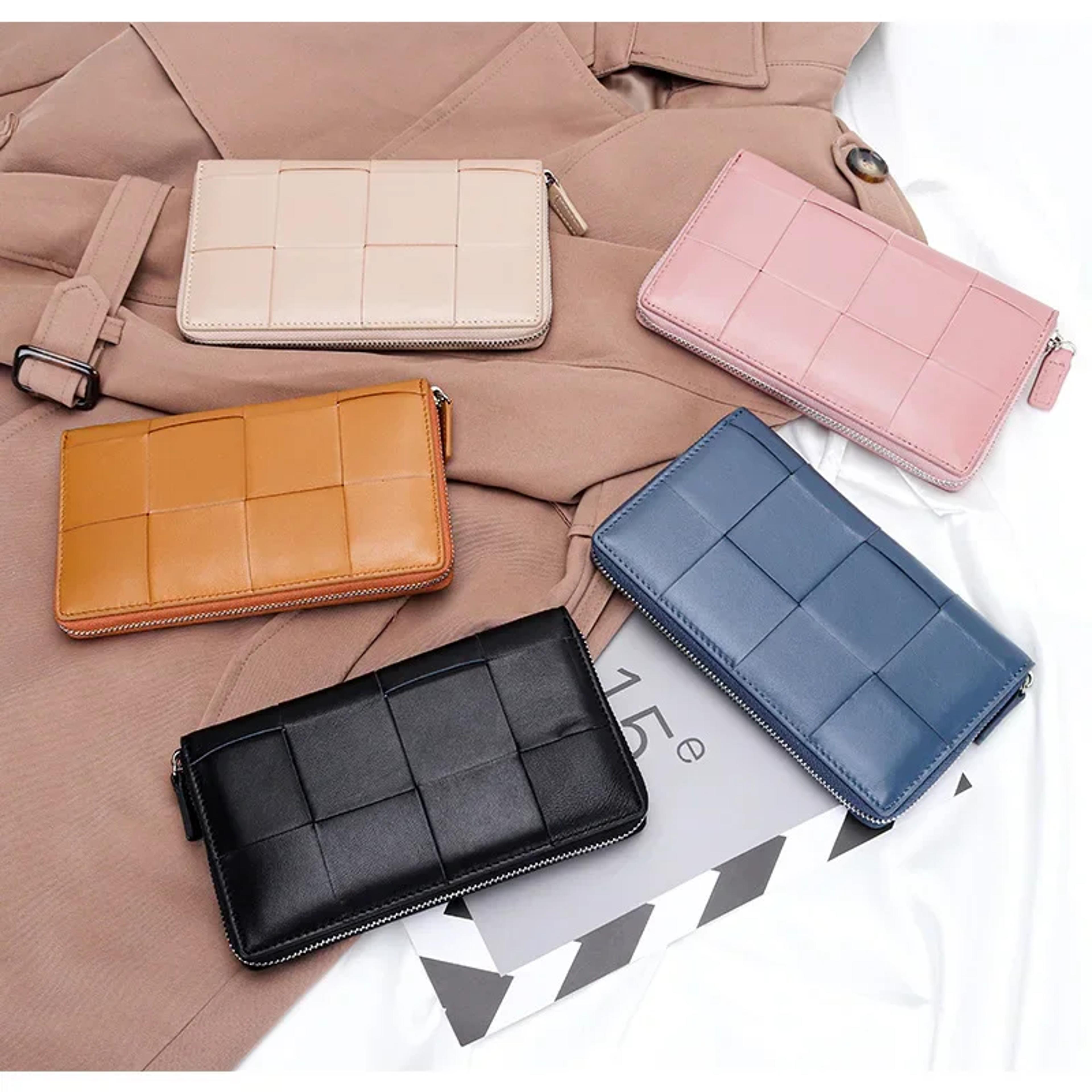 elegant genuine leather women wallet long leather clutch cash purse