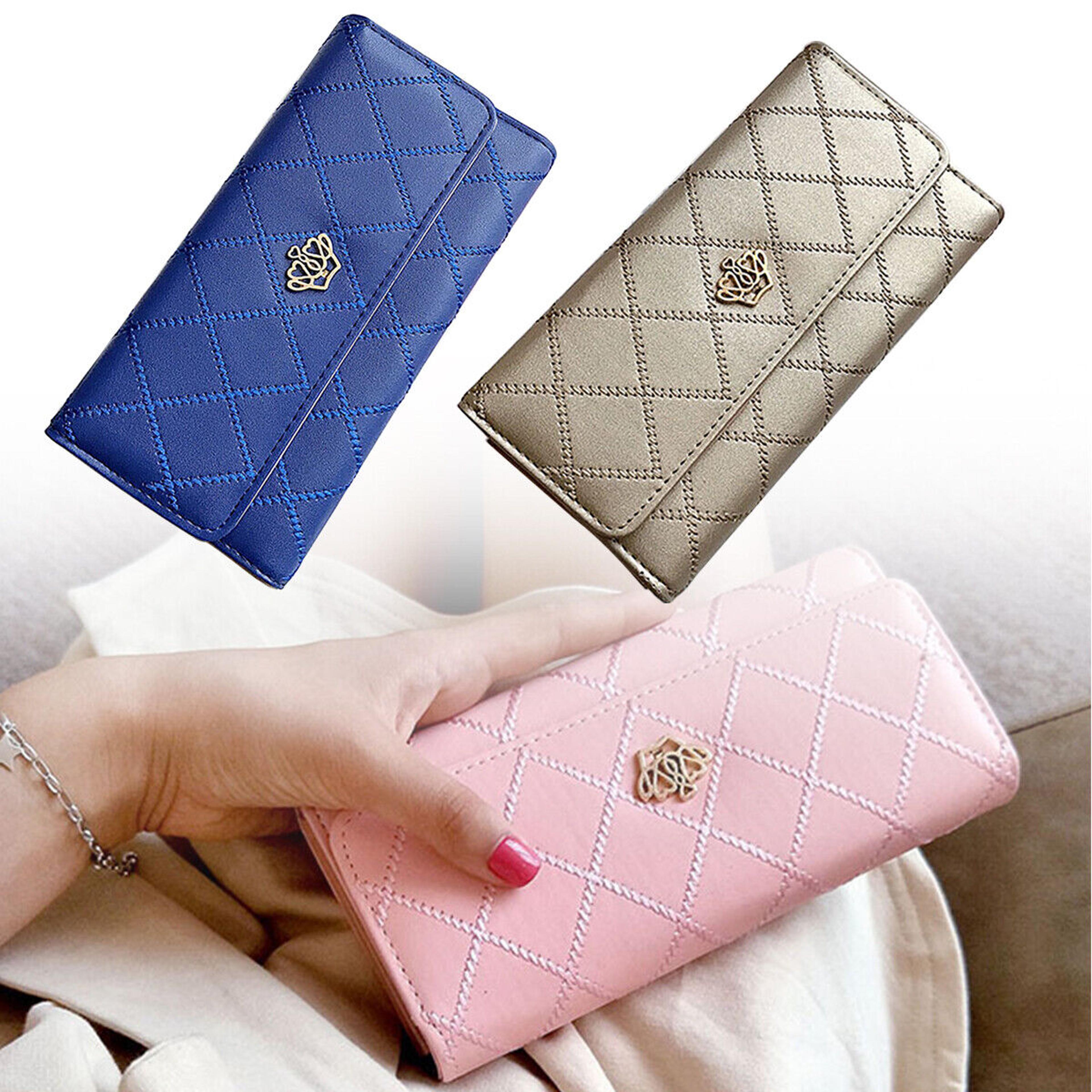 royal crown womens long wallet large capacity pu leather wallet with phone & card holder