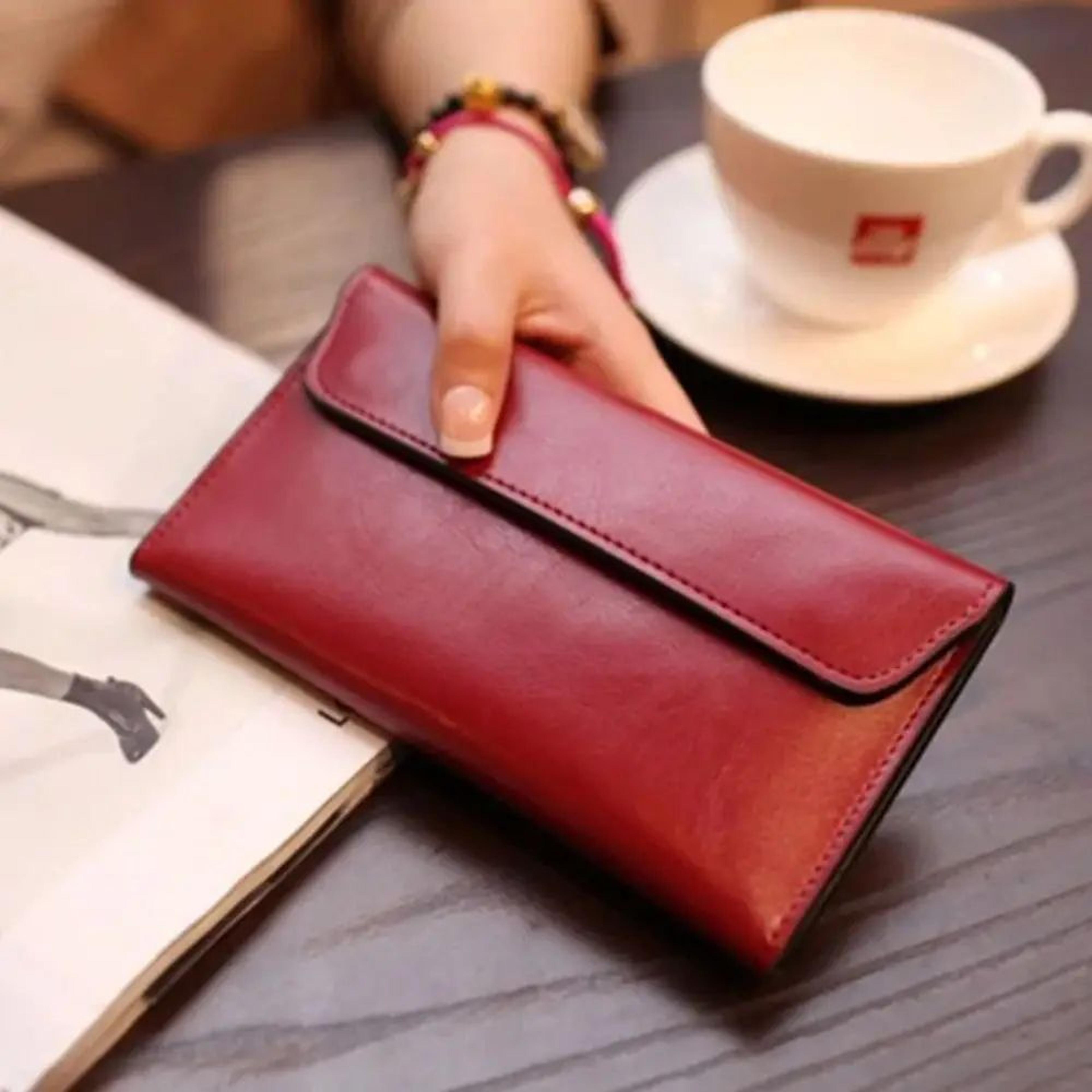 slim genuine leather women long wallet large capacity coin purse clutch bag