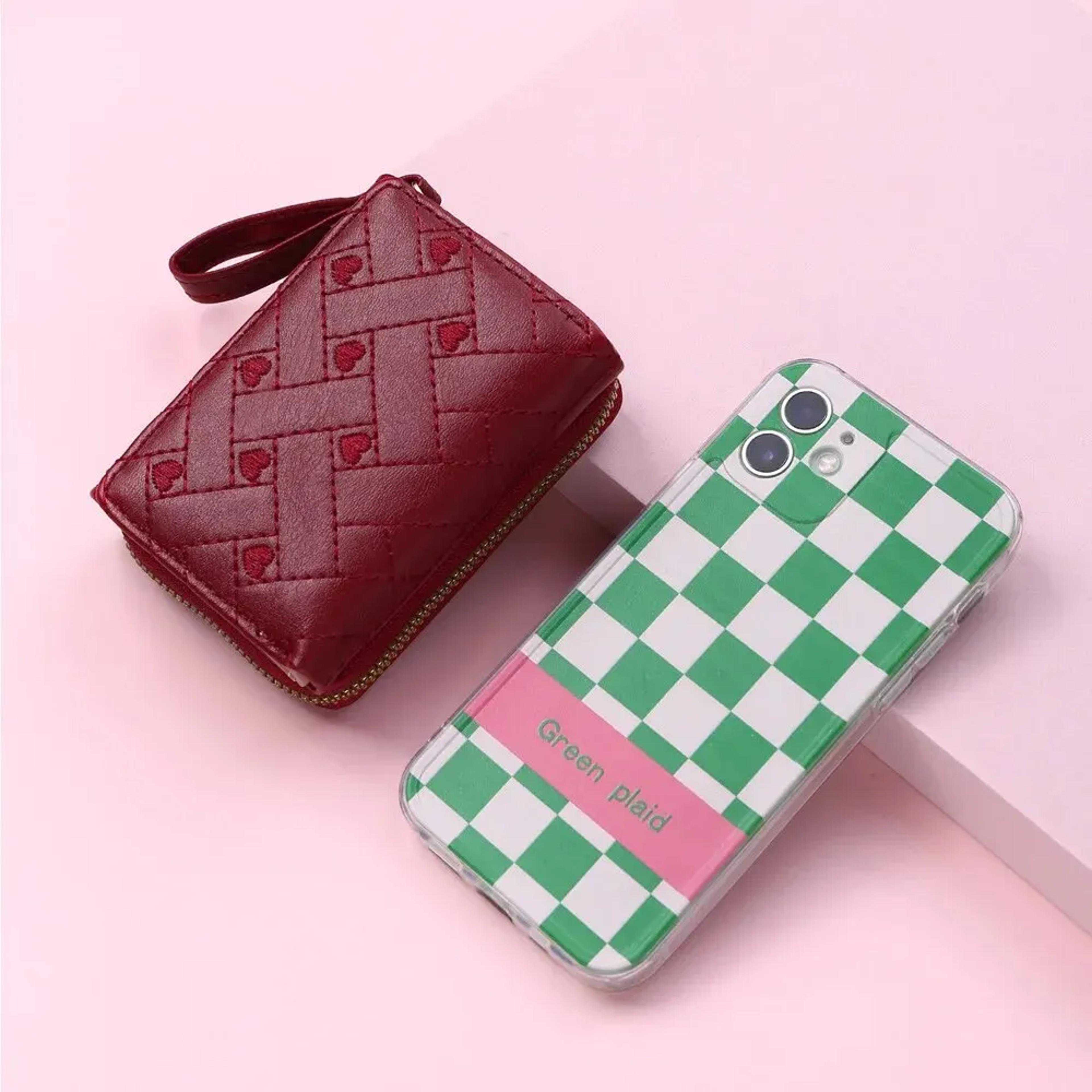 embroidered love zipper wallet for women large capacity card holder
