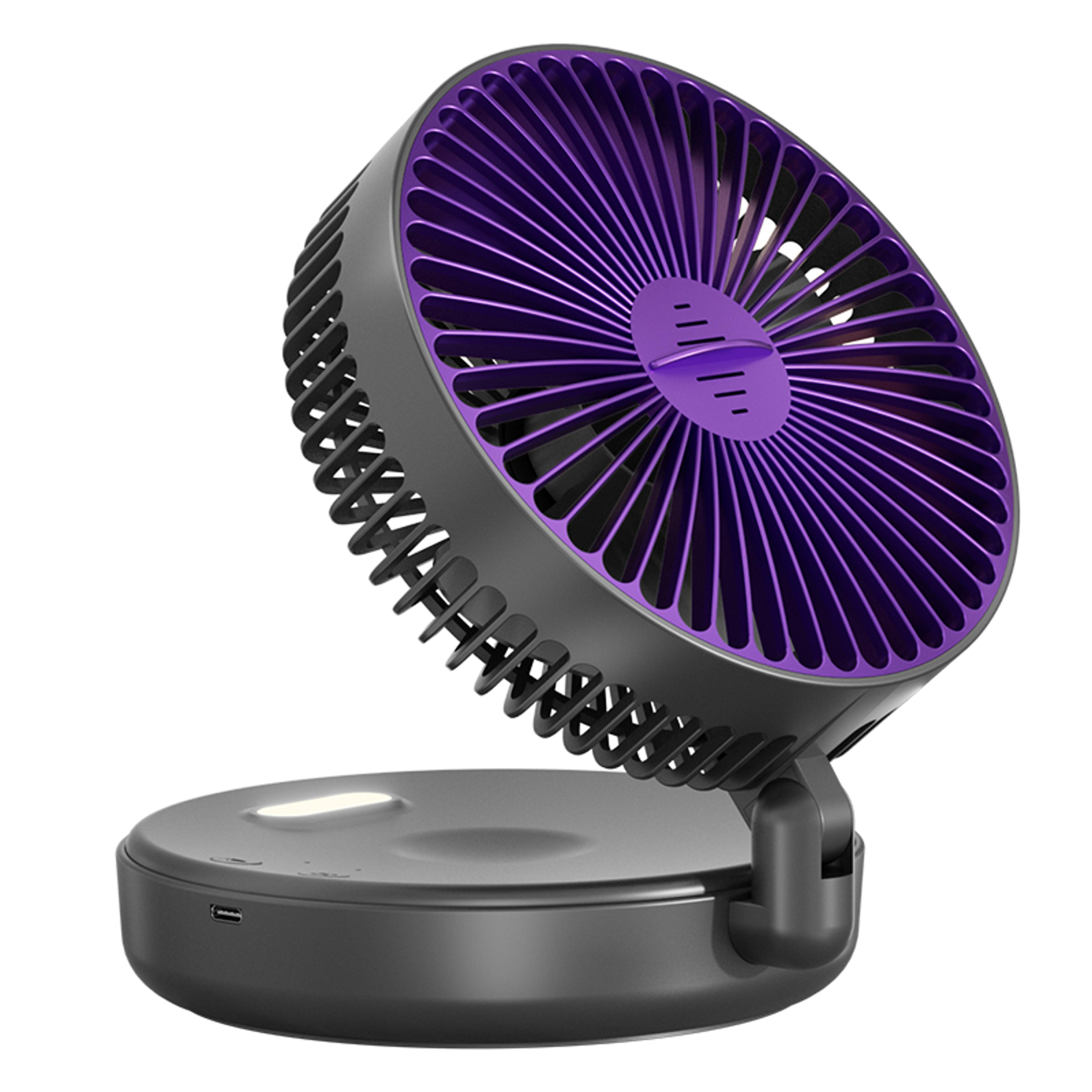 portable rechargeable mini air conditioner fan 90° folding table fan with warm night light