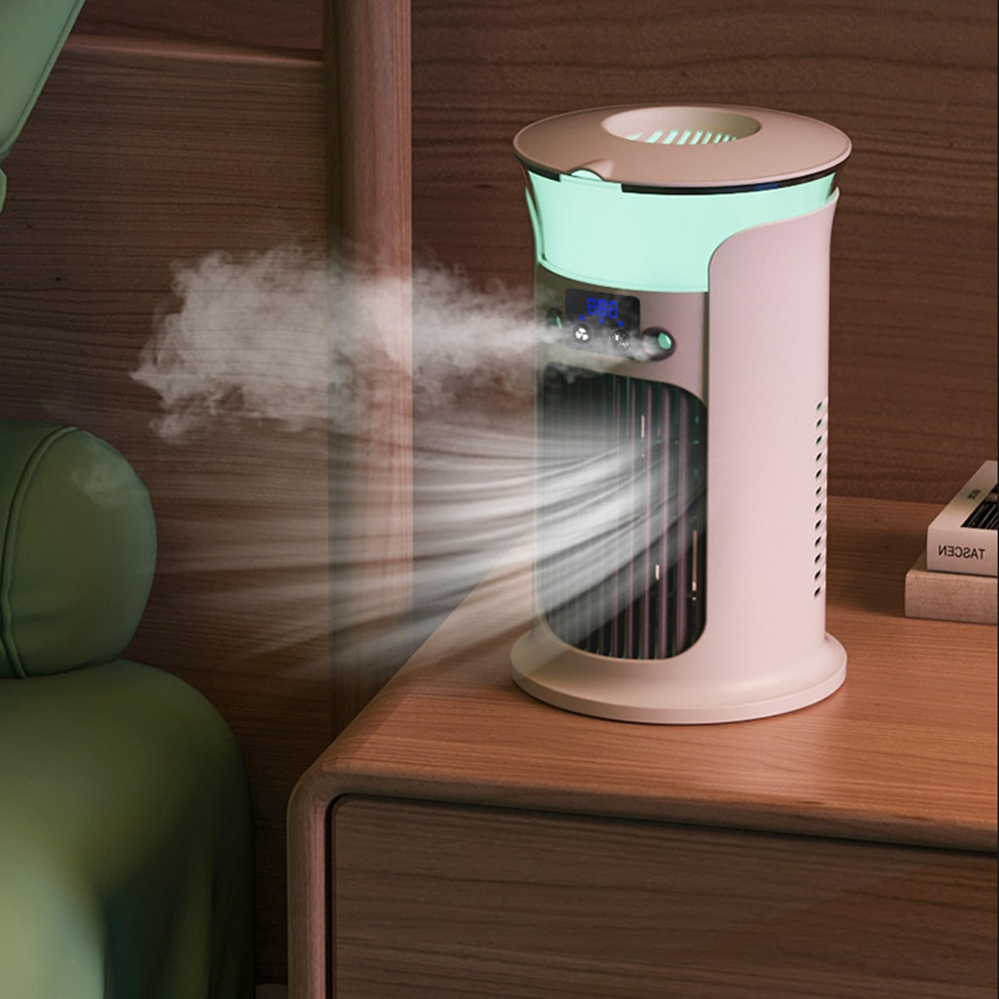portable usb mini air conditioner fan with water mist humidifier and night light