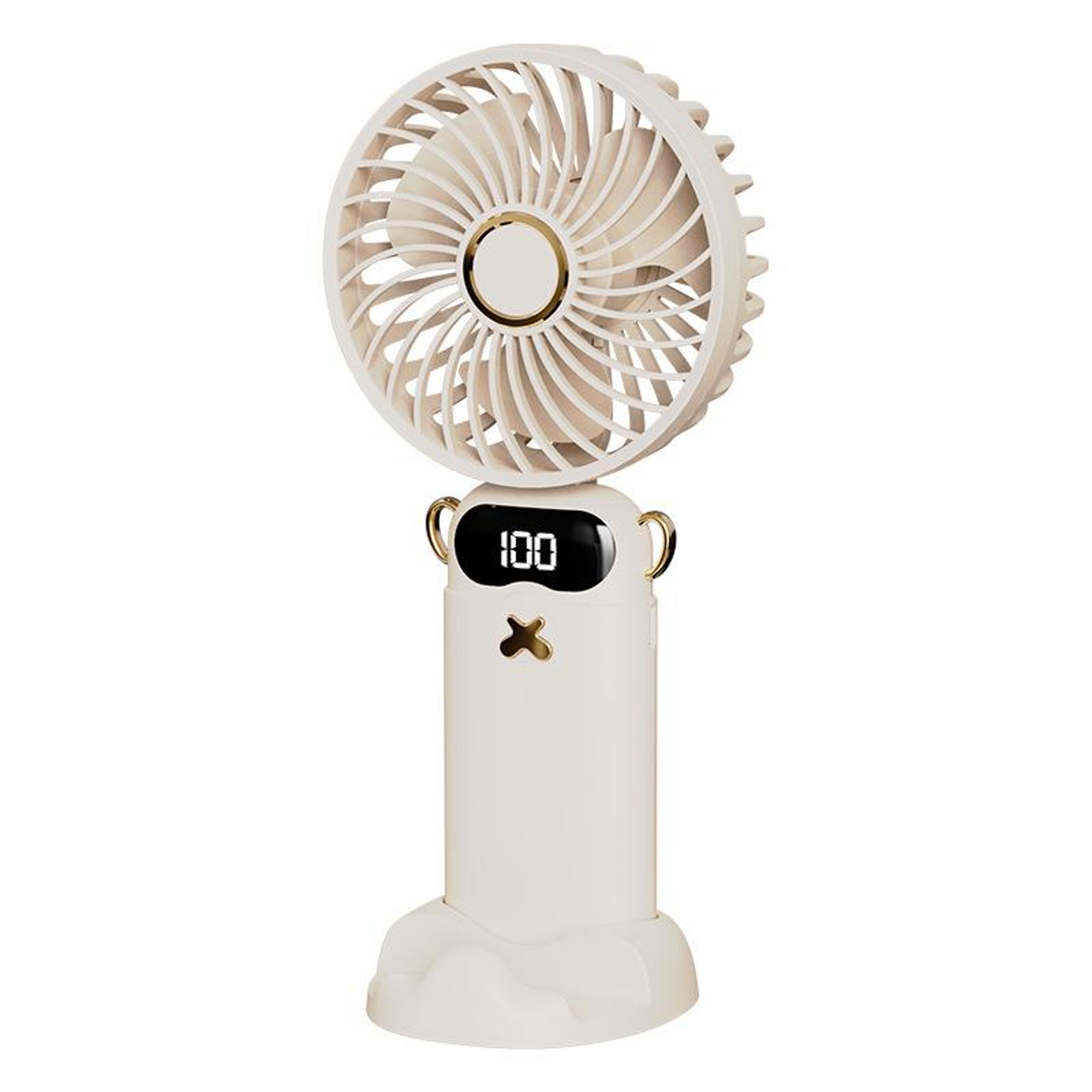 portable handheld mini fan with led display 3600mah rechargeable battery for travel and outdoor cooling