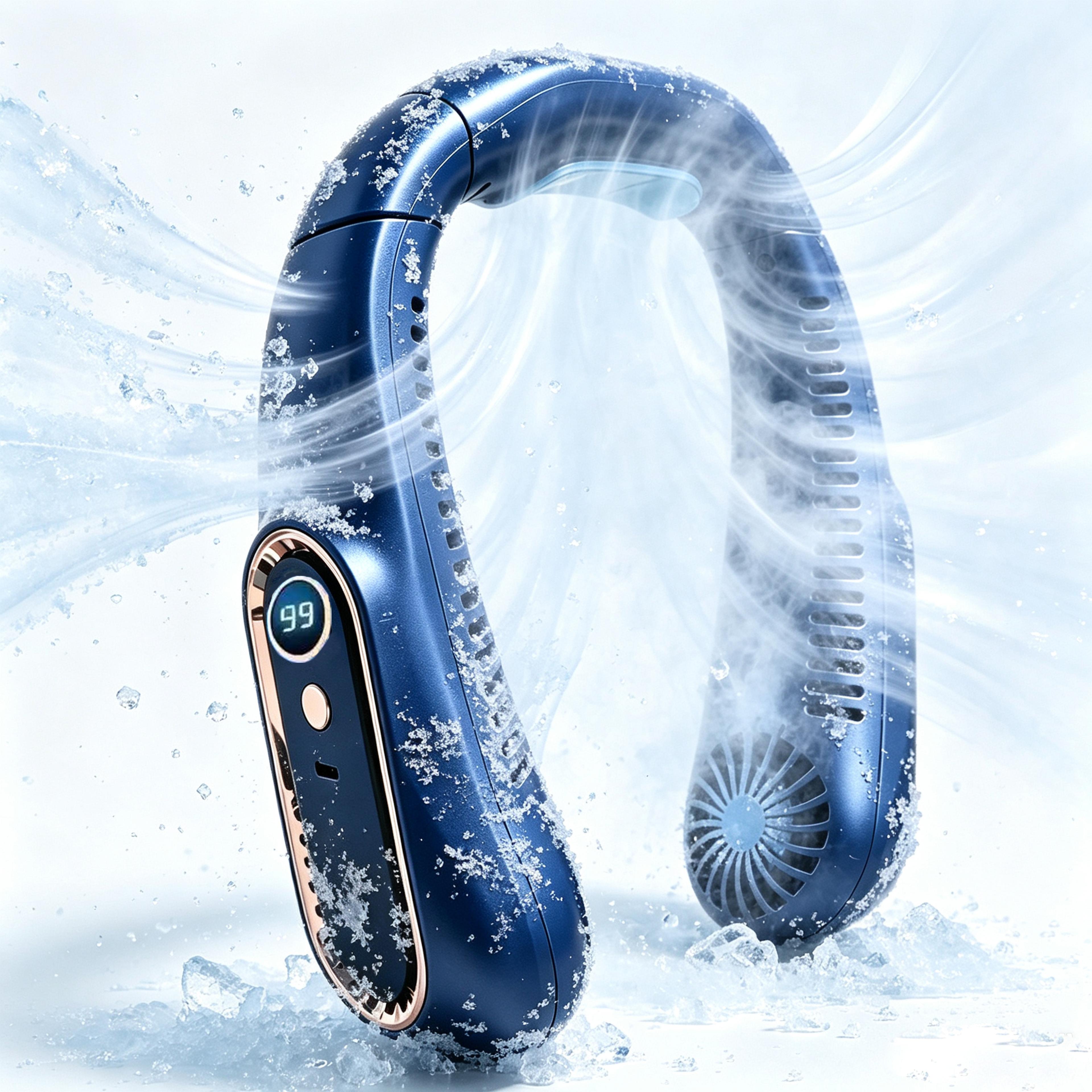portable mini bladeless neck fan rechargeable personal air cooler with digital display