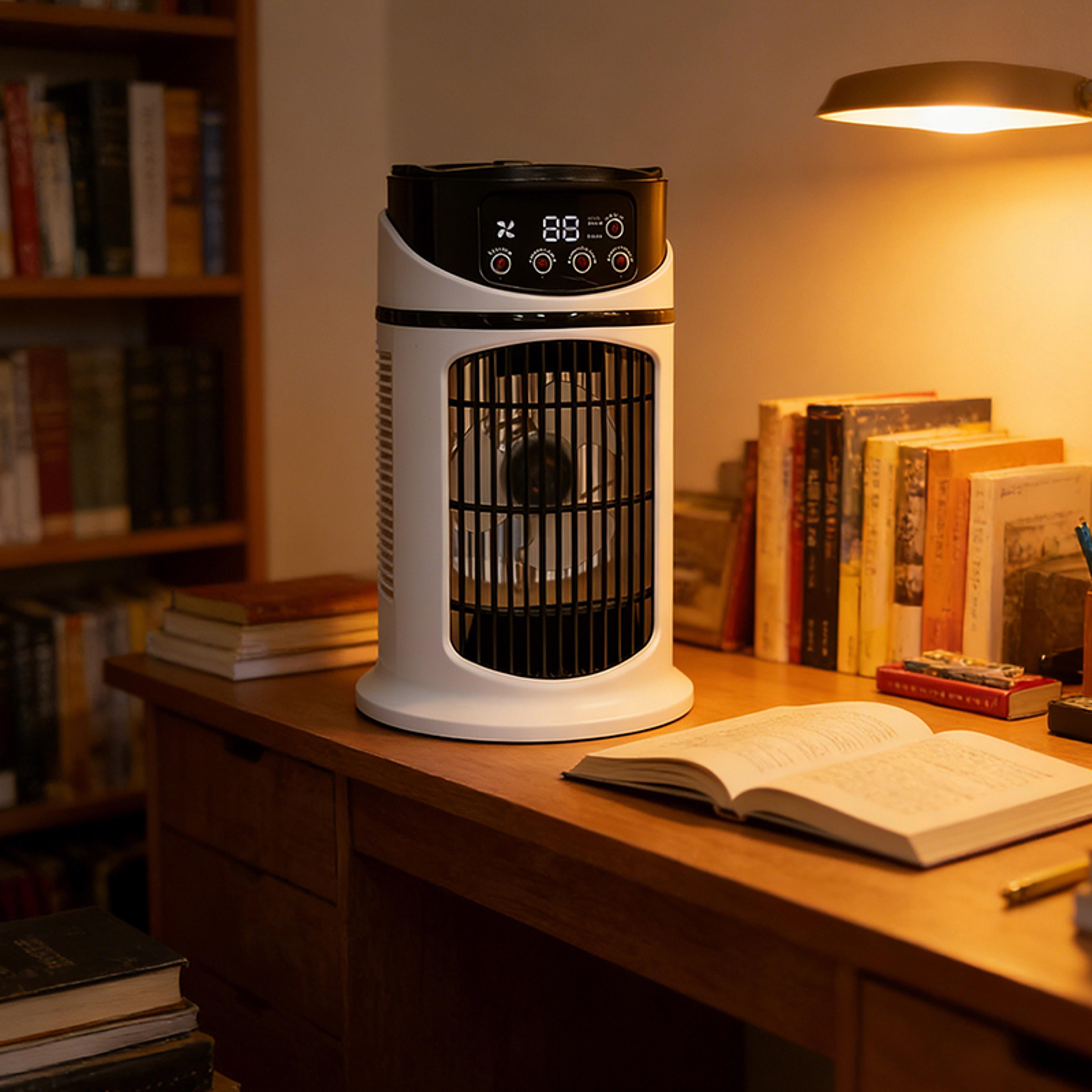 portable usb rechargeable mini cooling fan with spray mist and silent desktop design
