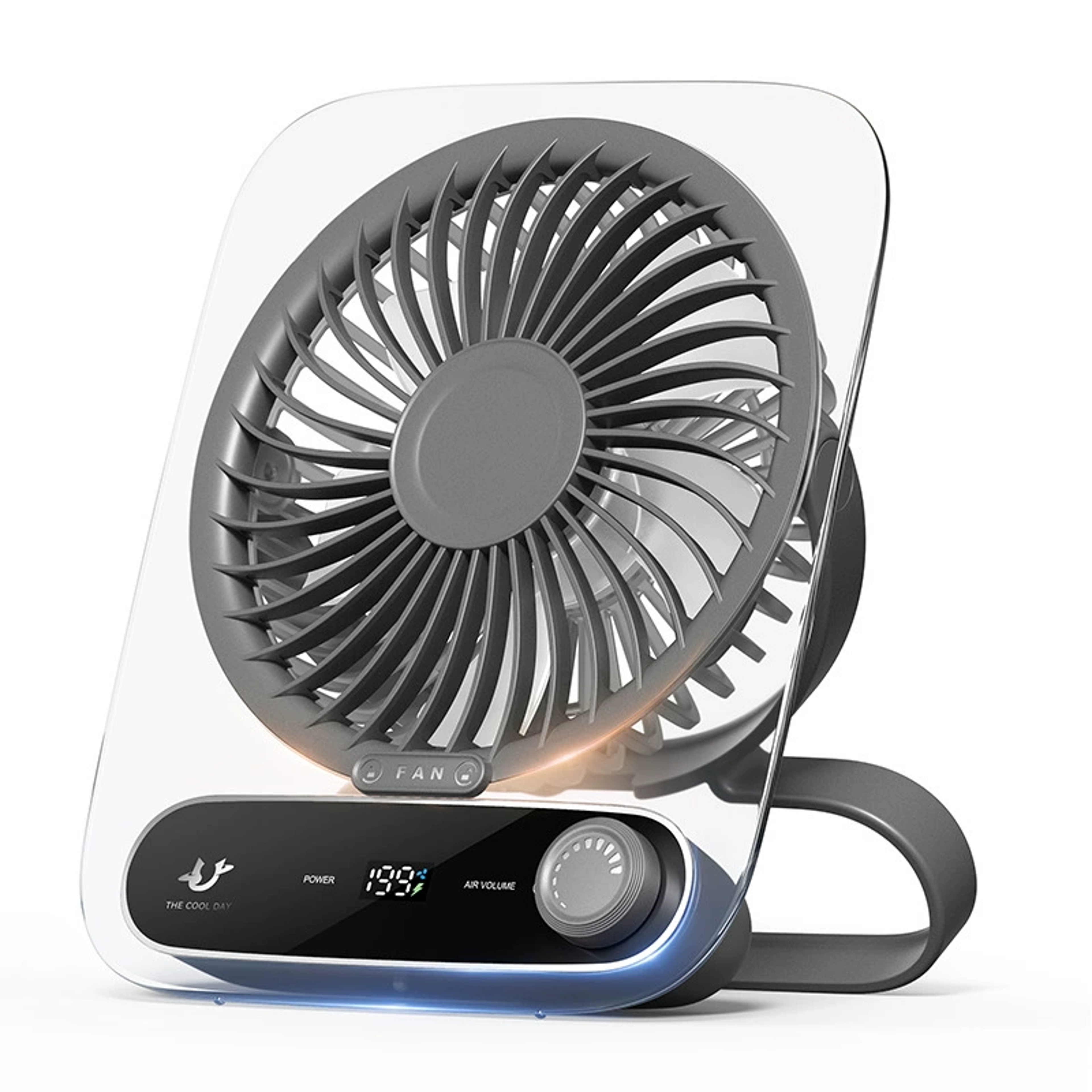 ultra slim rechargeable desktop fan with 199 speeds led display and 180° airflow
