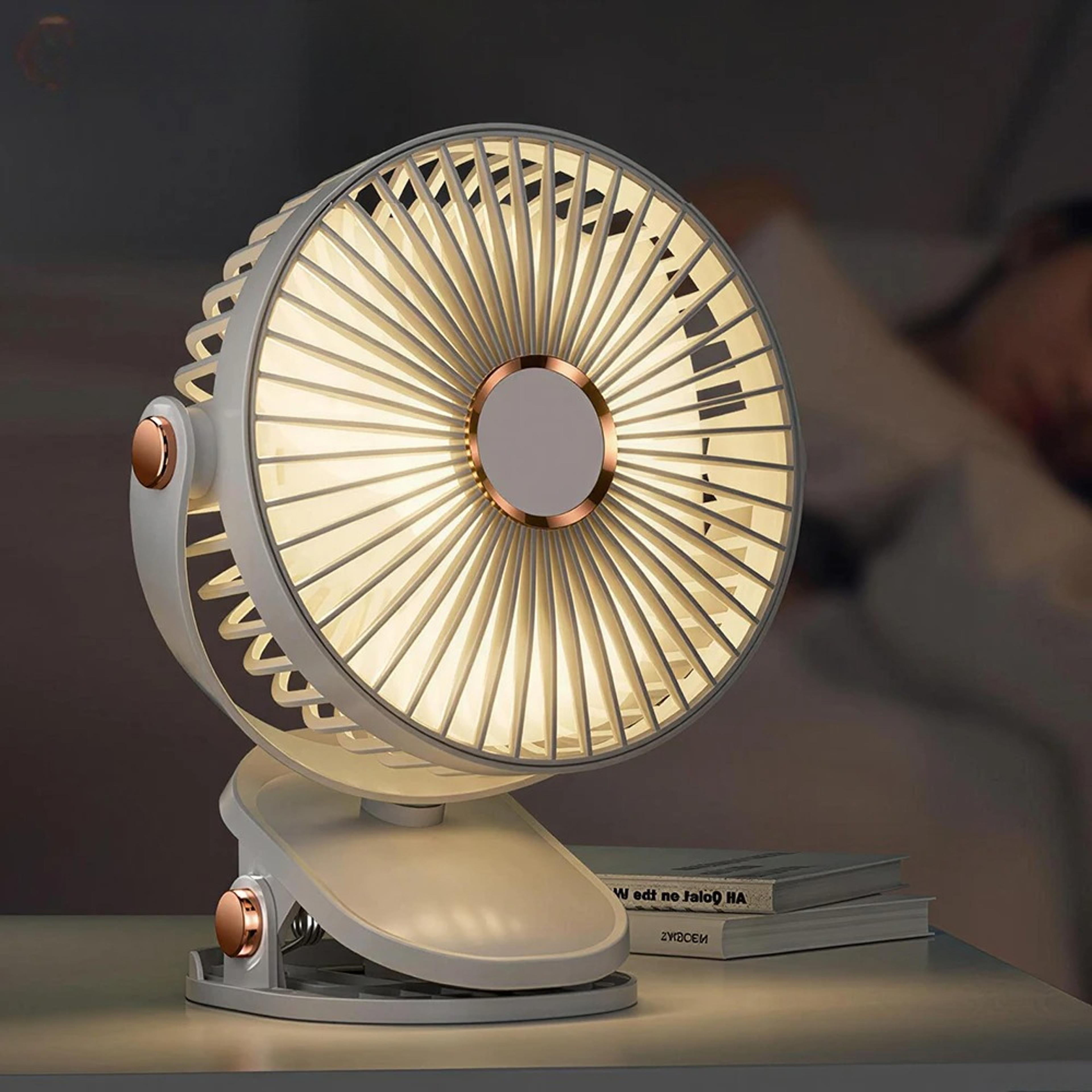 rechargeable desk clip fan with night light quiet usb portable cooling fan