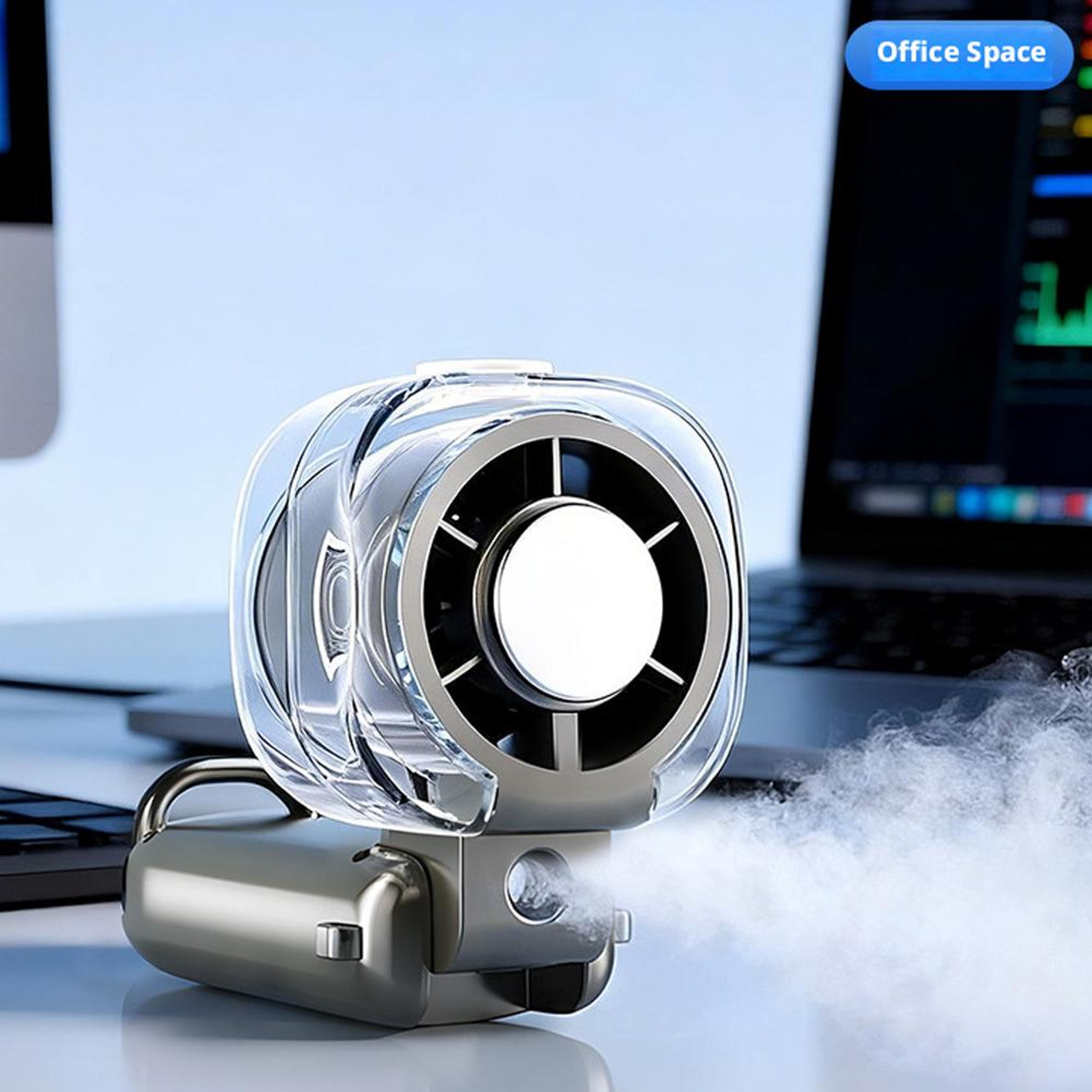 high speed rechargeable neck cooling fan with misting spray and portable handheld design