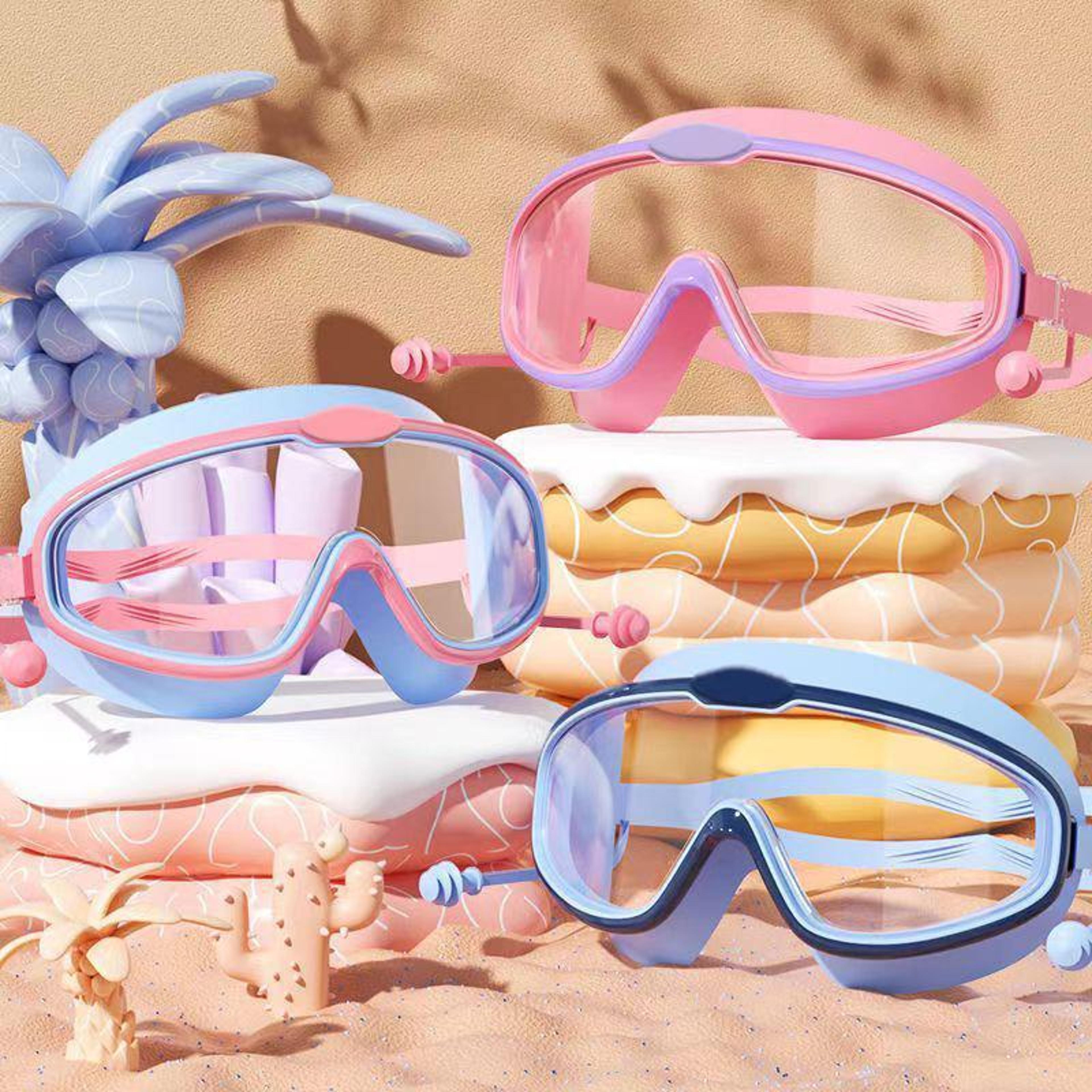 kids swimming goggles big frame hd view anti fog waterproof for boys and girls