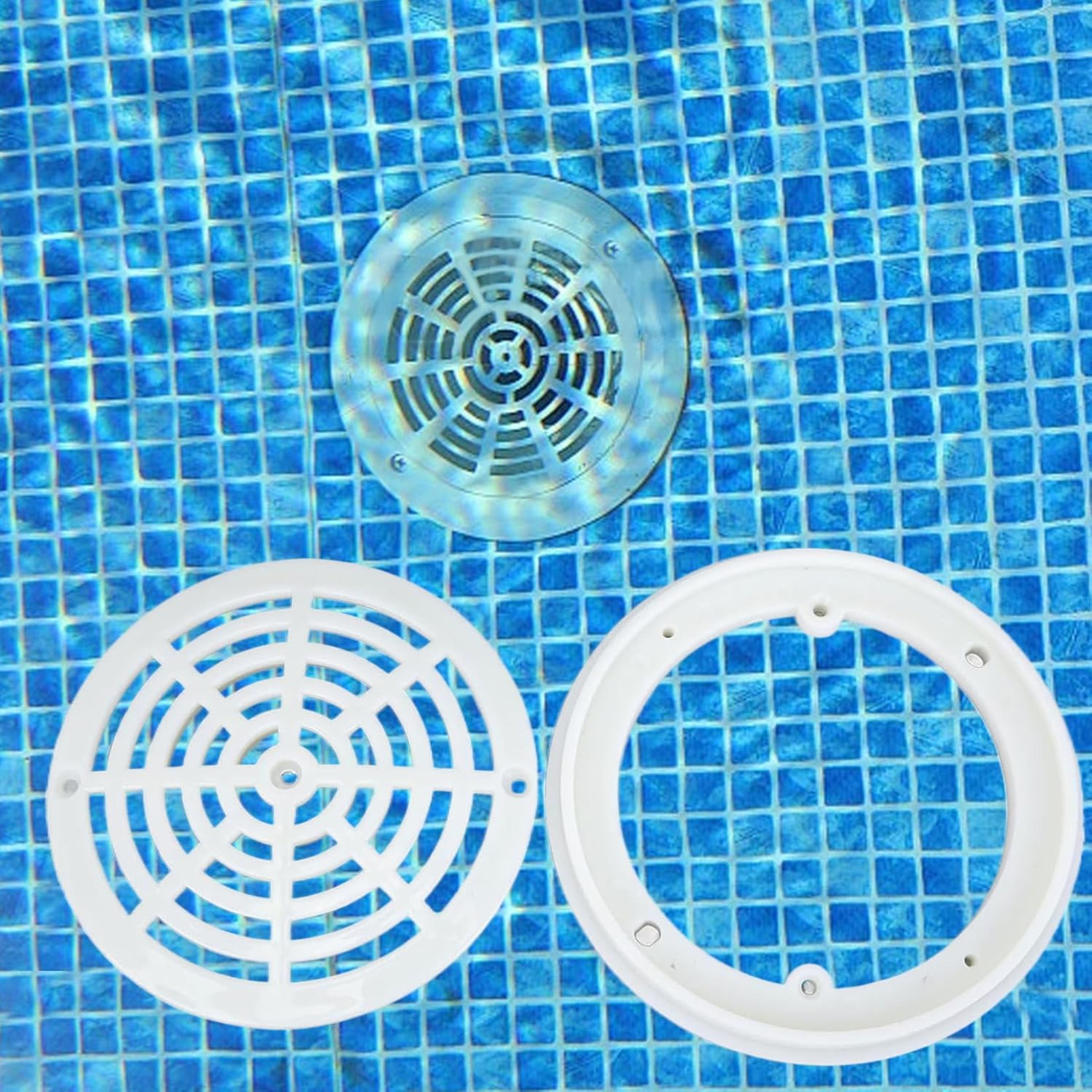 pool drain cover replacement grate with mounting plate for swimming pools