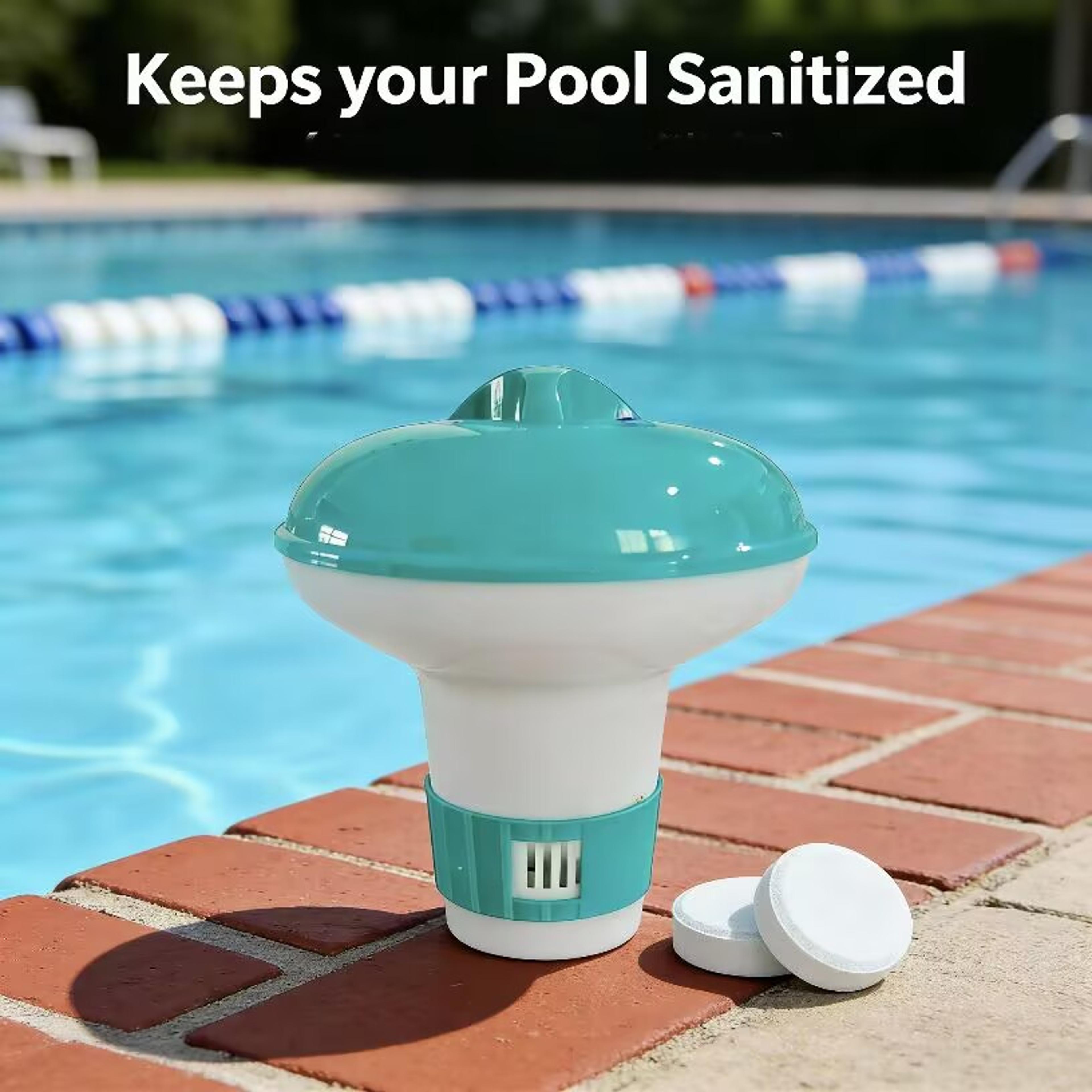 floating chlorine dispenser for pools with adjustable flow control
