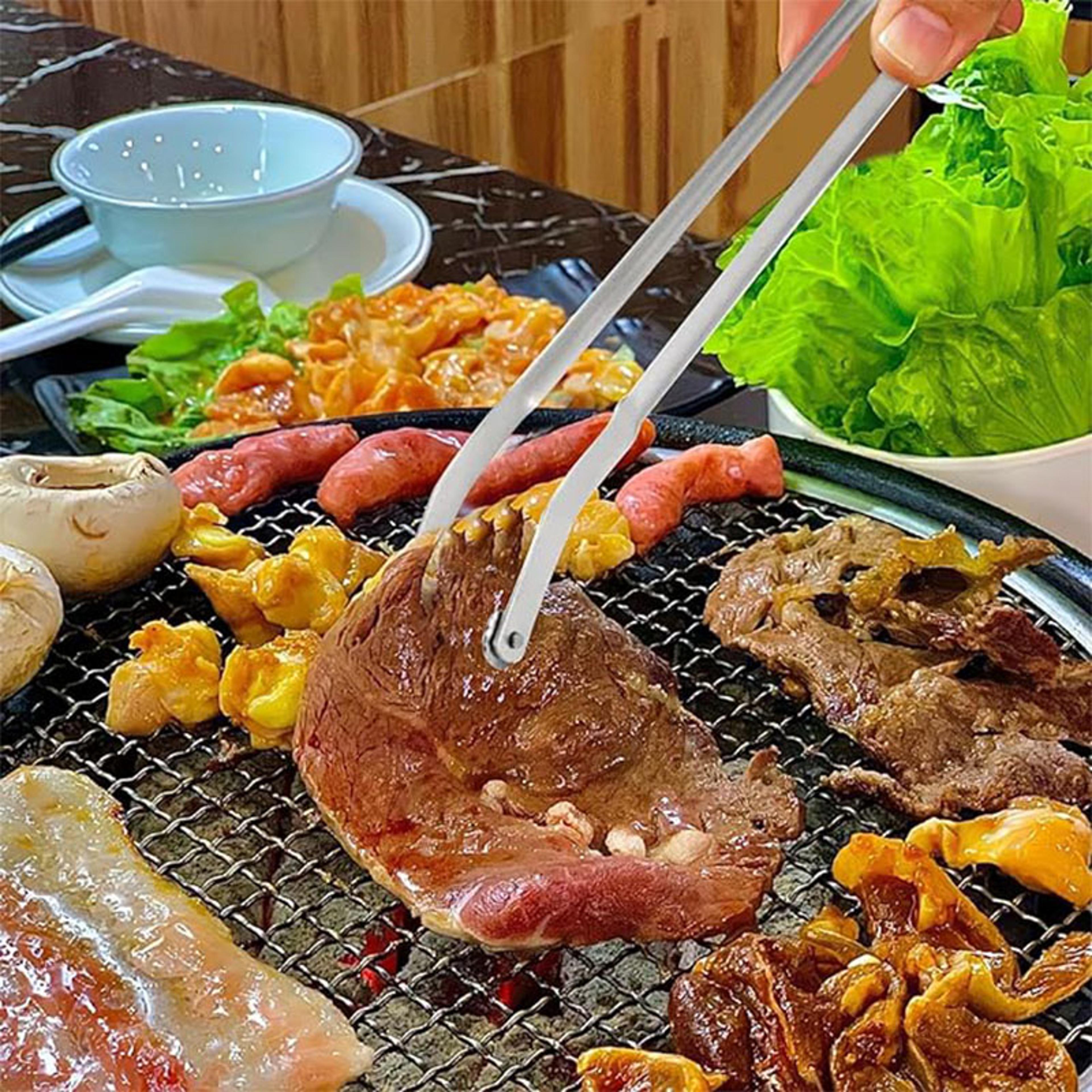 bbq sausage tongs stainless steel grill tongs for hot dogs, sausages & barbecue cooking