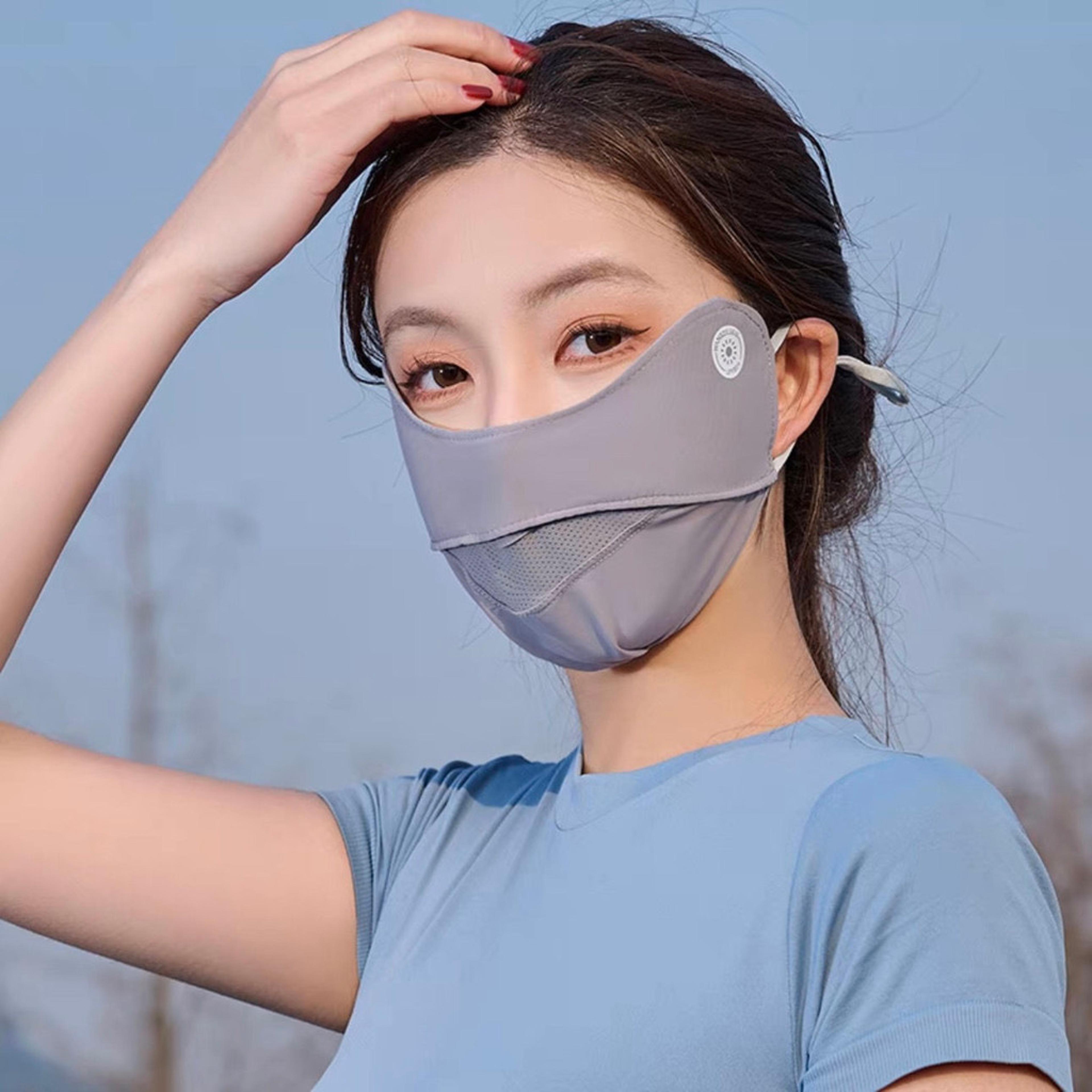 cooling ice silk uv face mask with adjustable ear hooks for summer sun protection