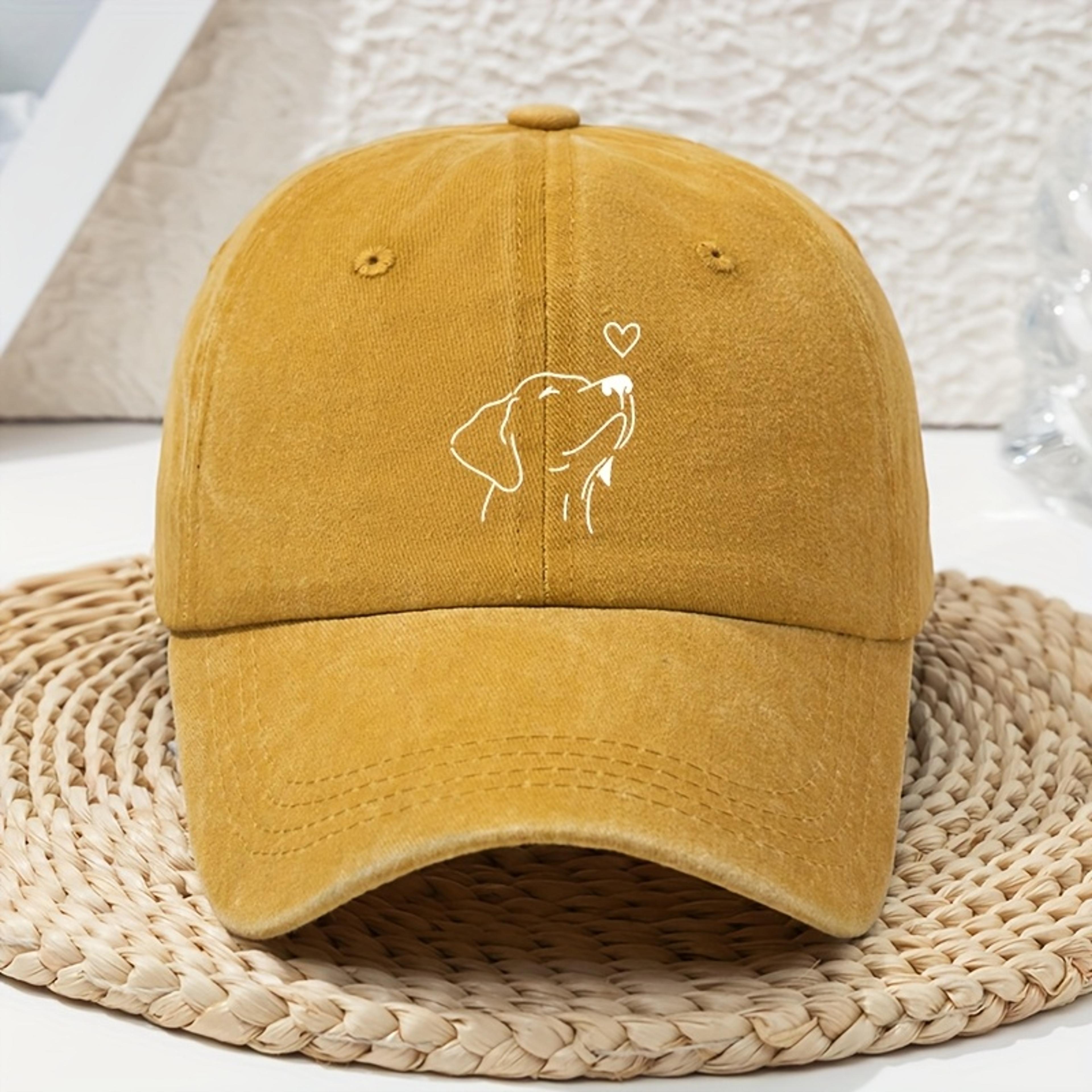 vintage dog baseball cap for women adjustable retro dad hat with minimalist dog line art