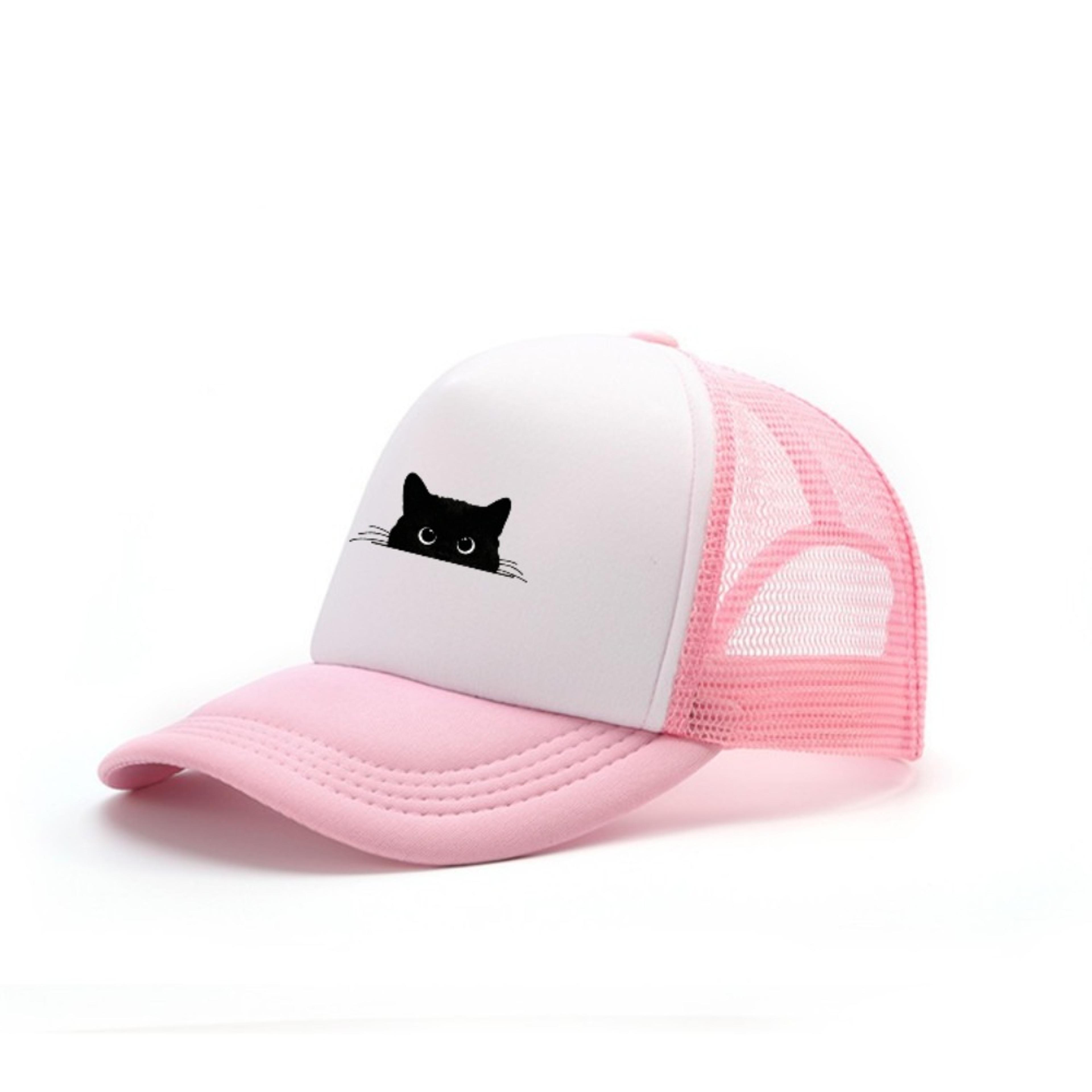 cute cat baseball cap adjustable unisex sun shade hat for travel & everyday wears