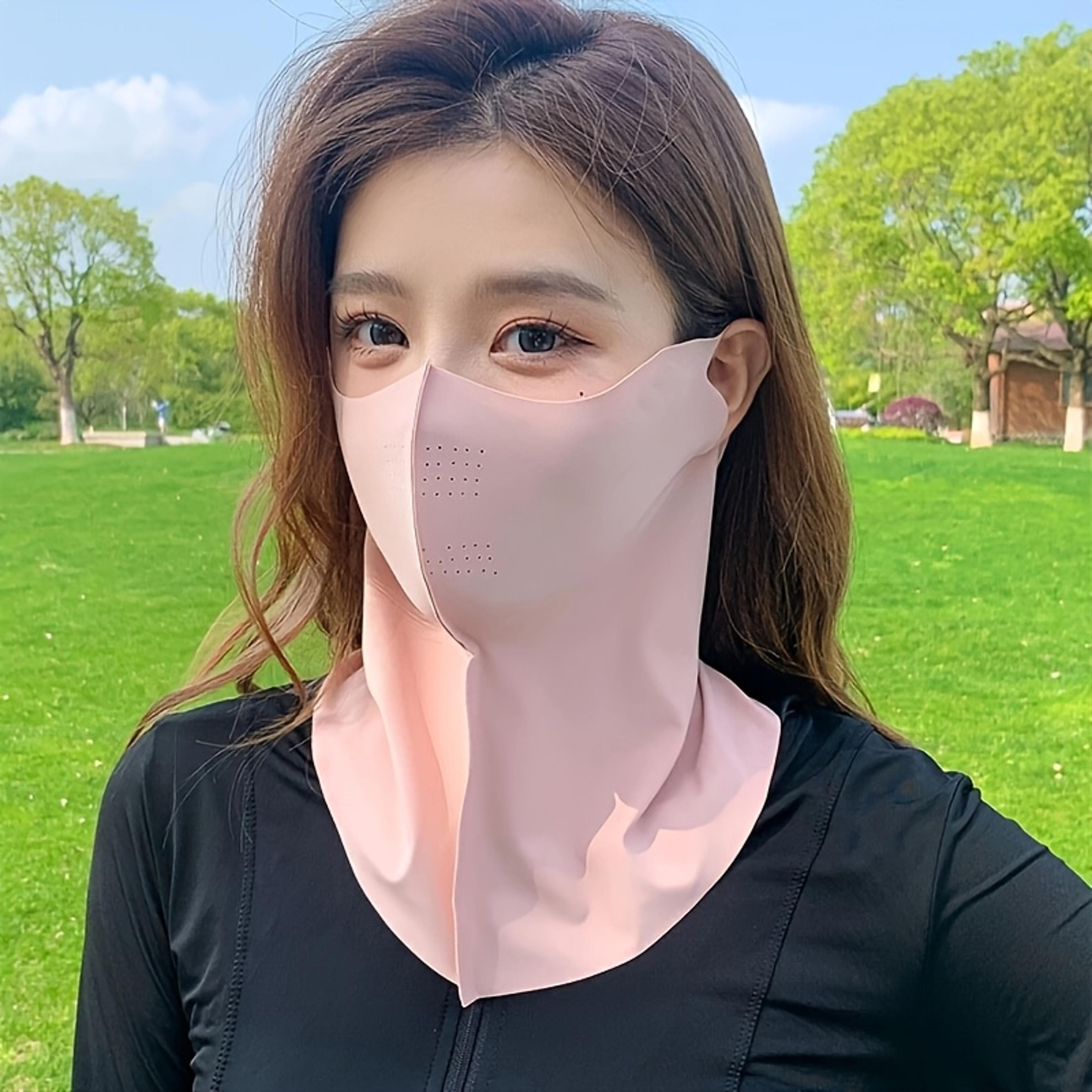 cooling ice silk face mask with breathable air hole for outdoor sports, cycling & sun protection