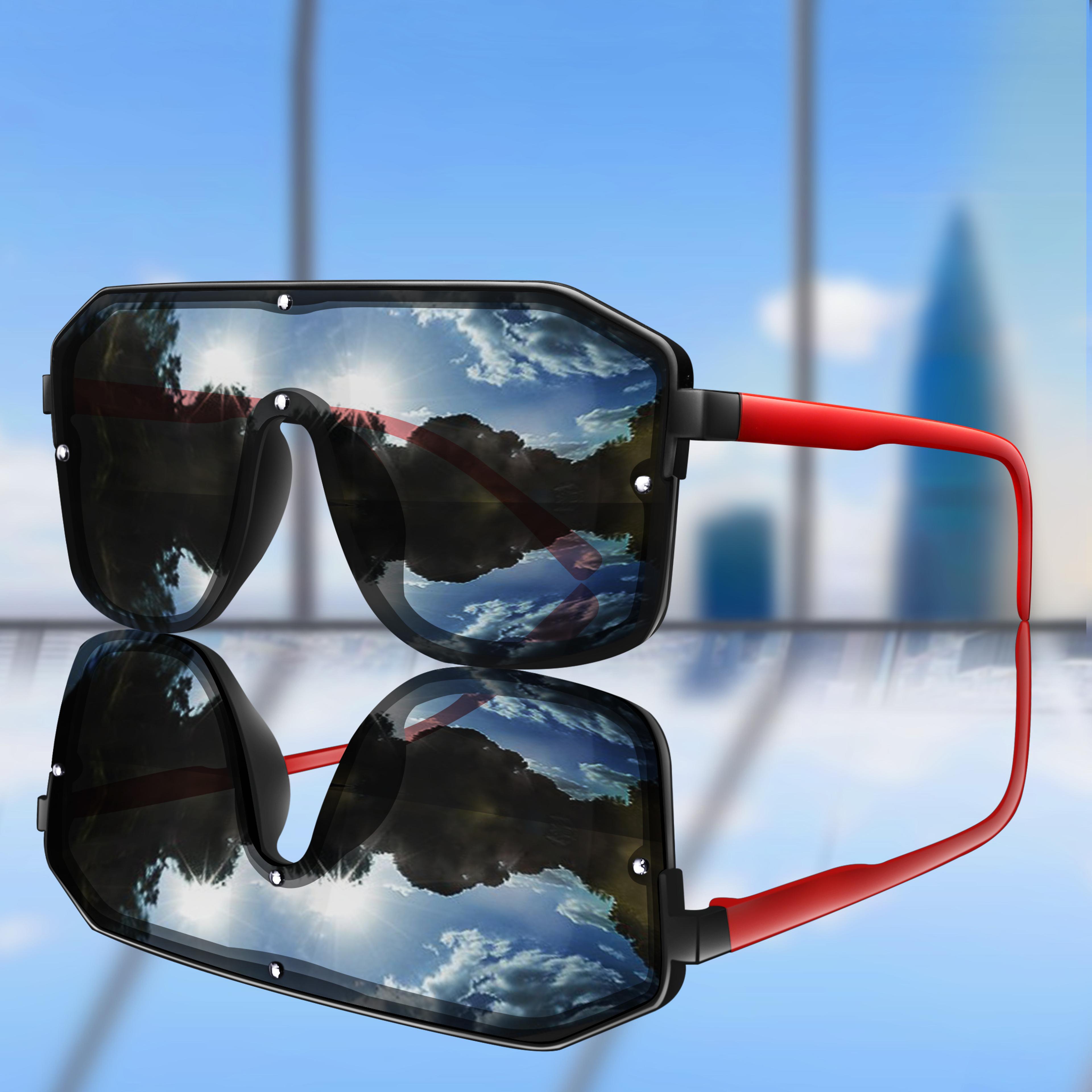 oversized uv protection unisex sunglasses with rivet frame for outdoor style