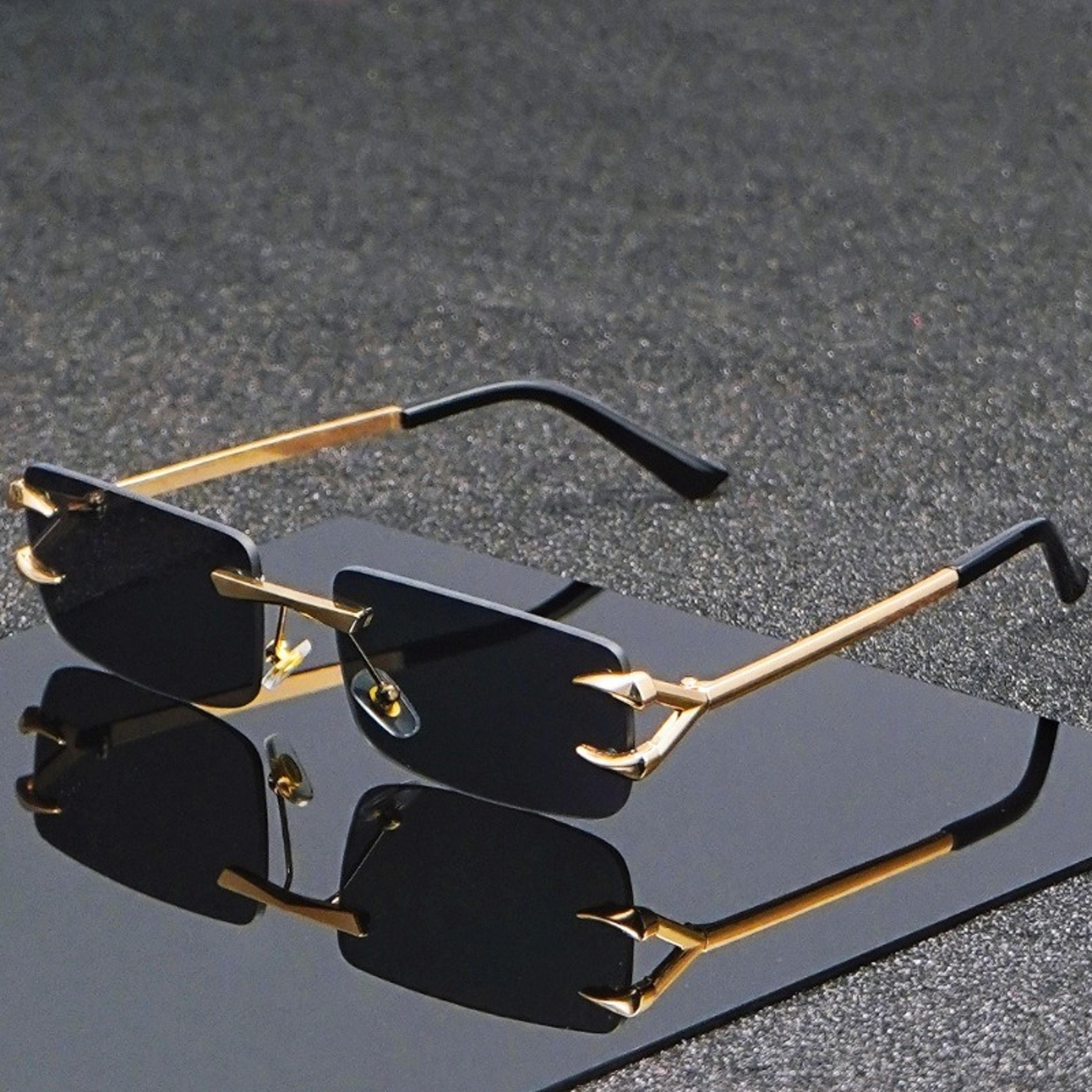 rimless square frame glasses lightweight unisex fashion eyewear