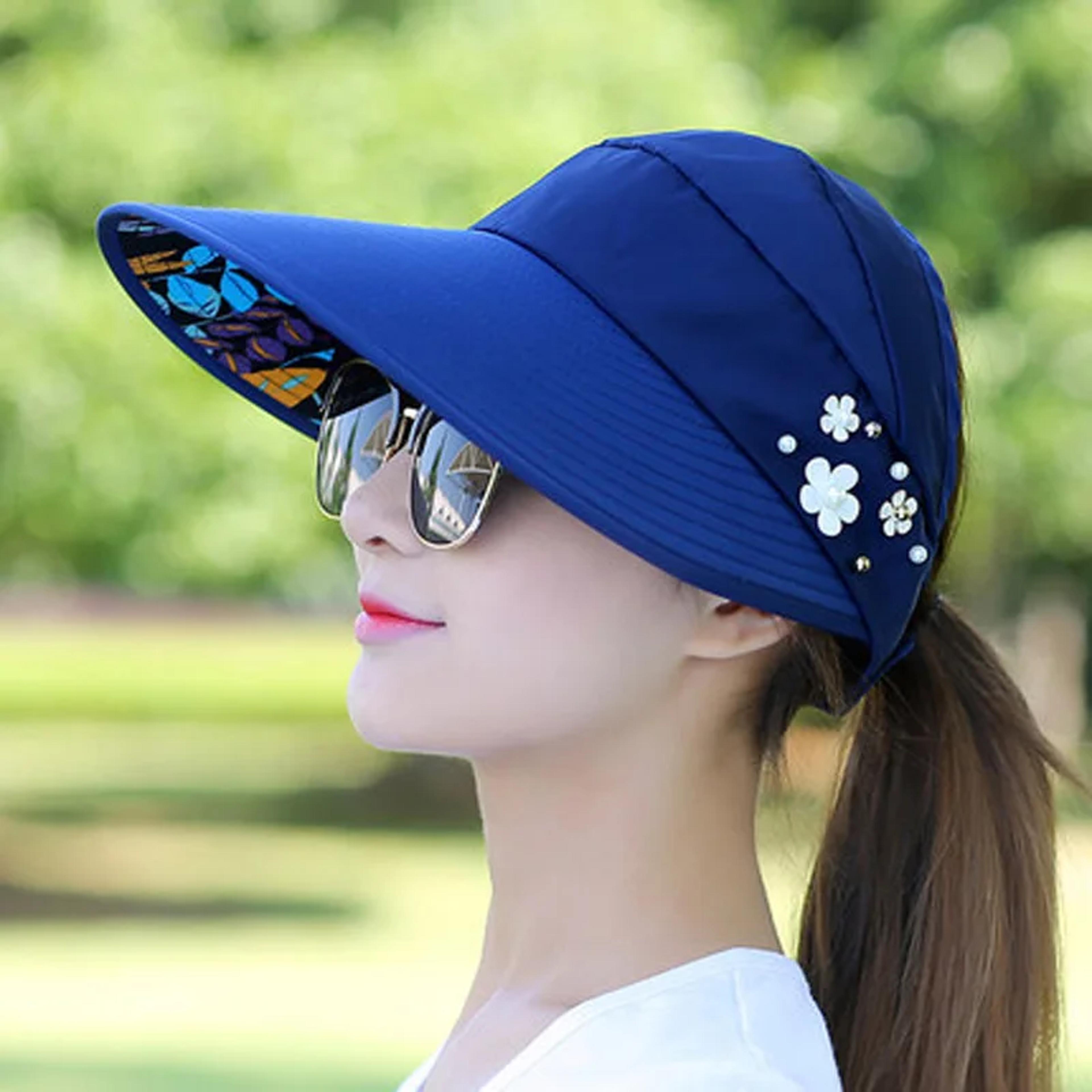 women wide brim sun hat uv protection packable beach visor cap