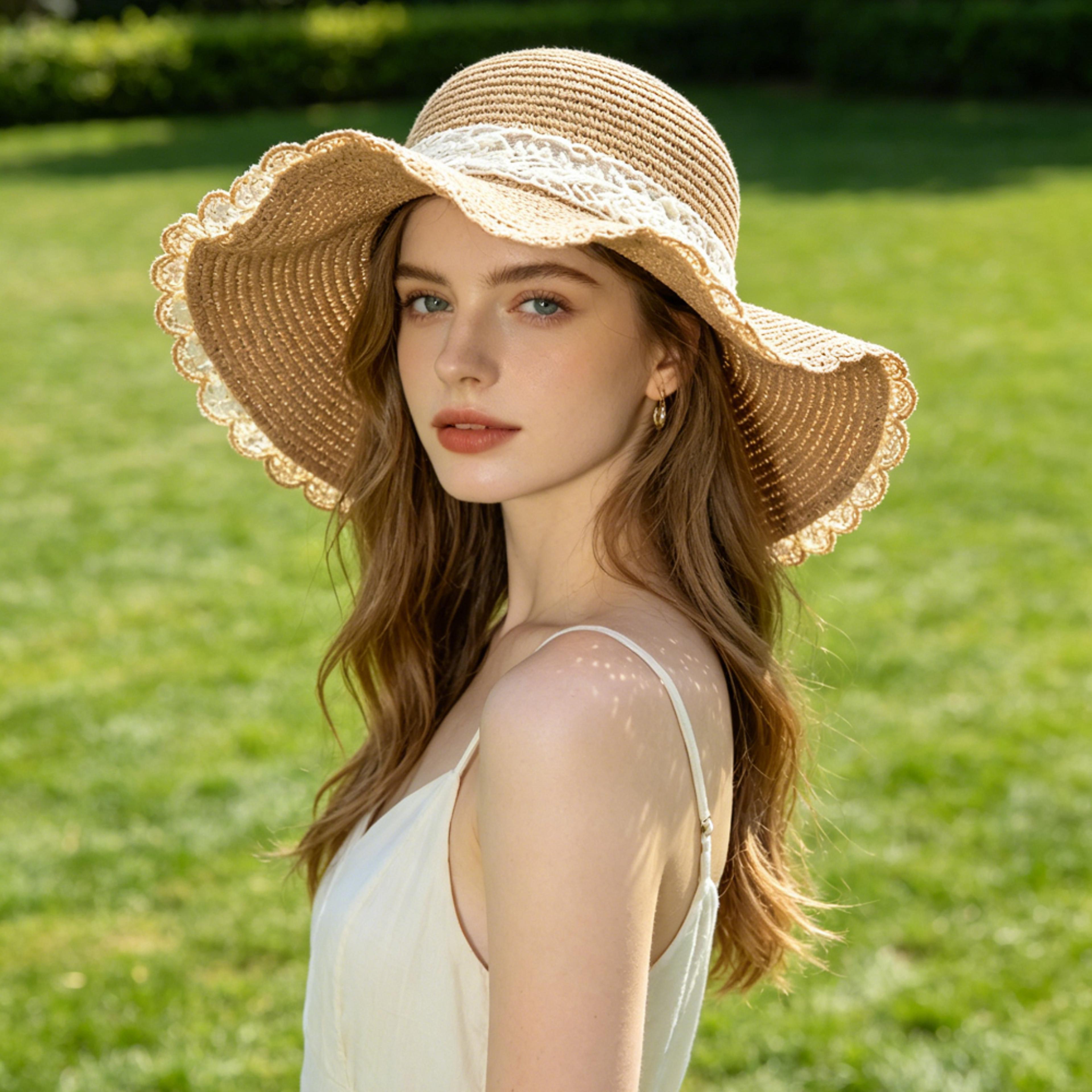 coastal elegance wide brim sun hat for women with bow | stylish straw sun hat for beach & vacation