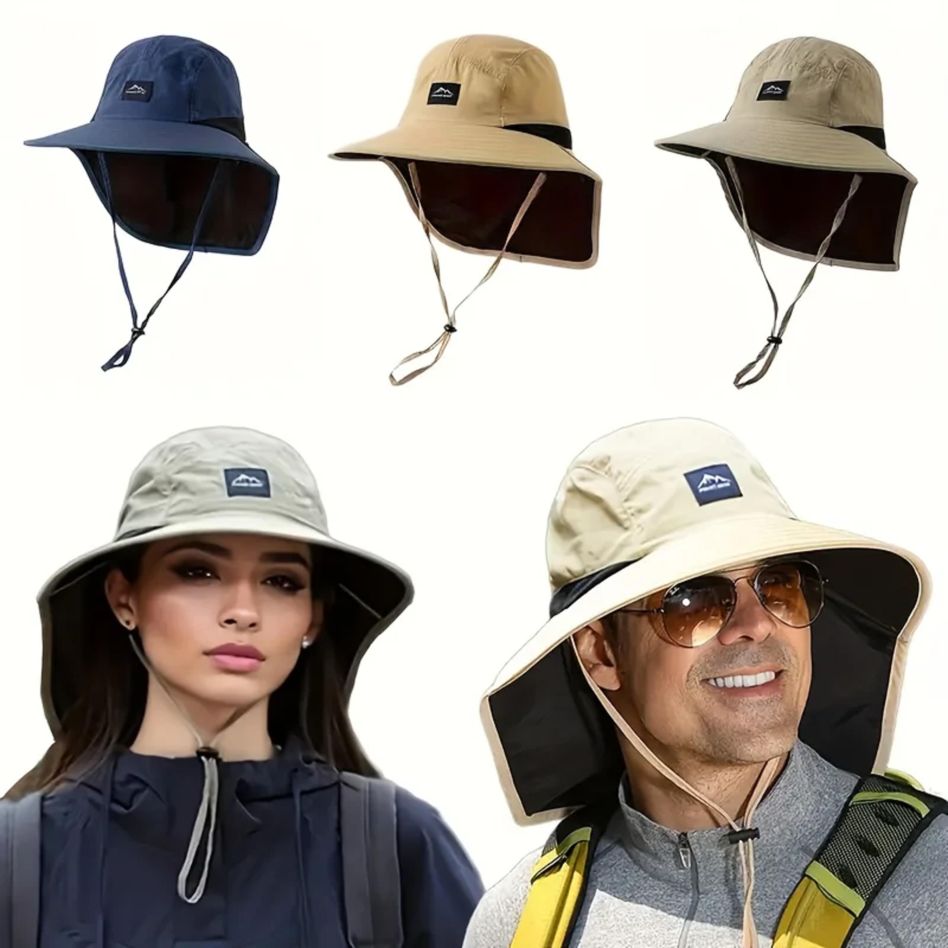 waterproof wide brim sun hat with neck flap for fishing, hiking & travel