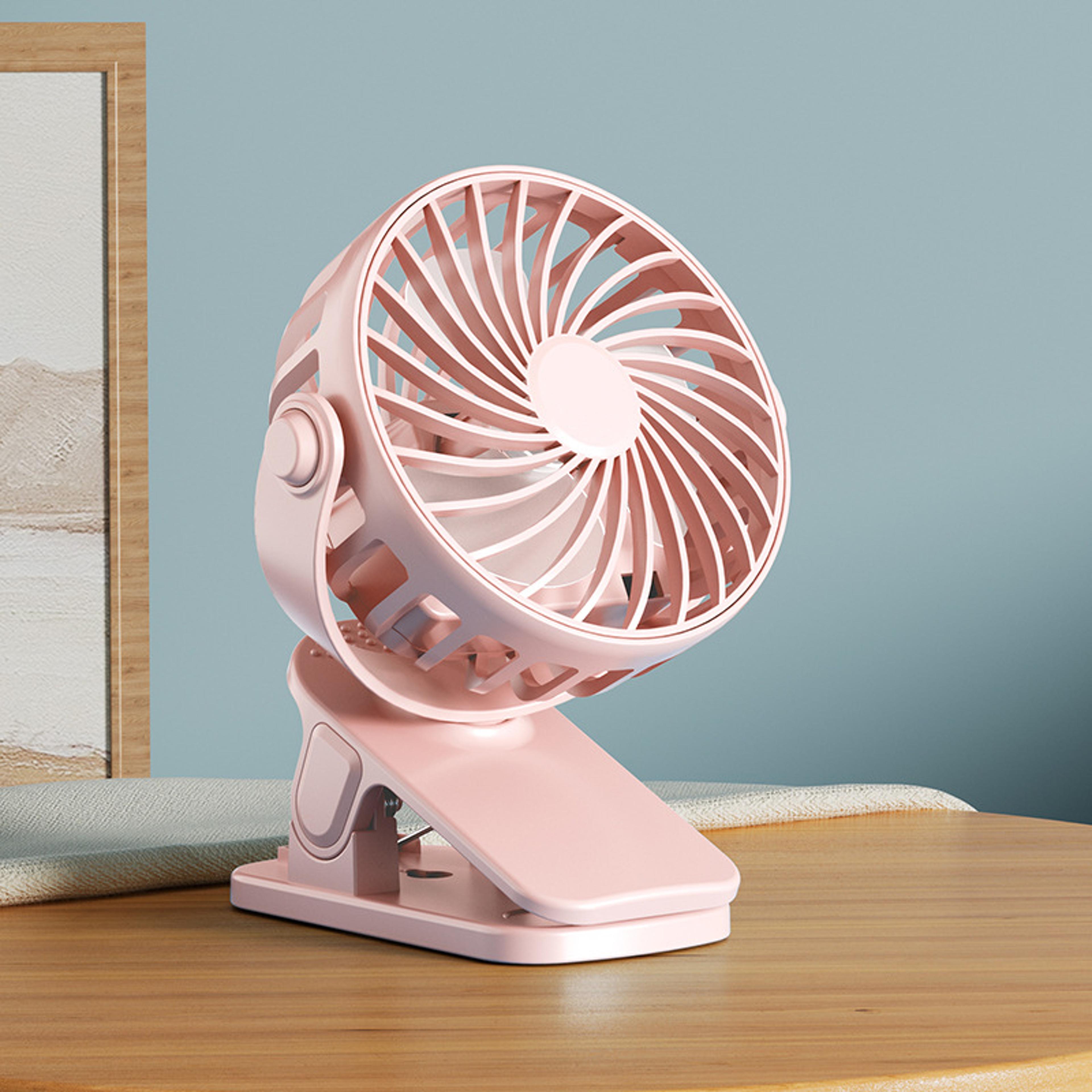 720° portable clip fan with night light usb rechargeable camping & stroller cooling fan