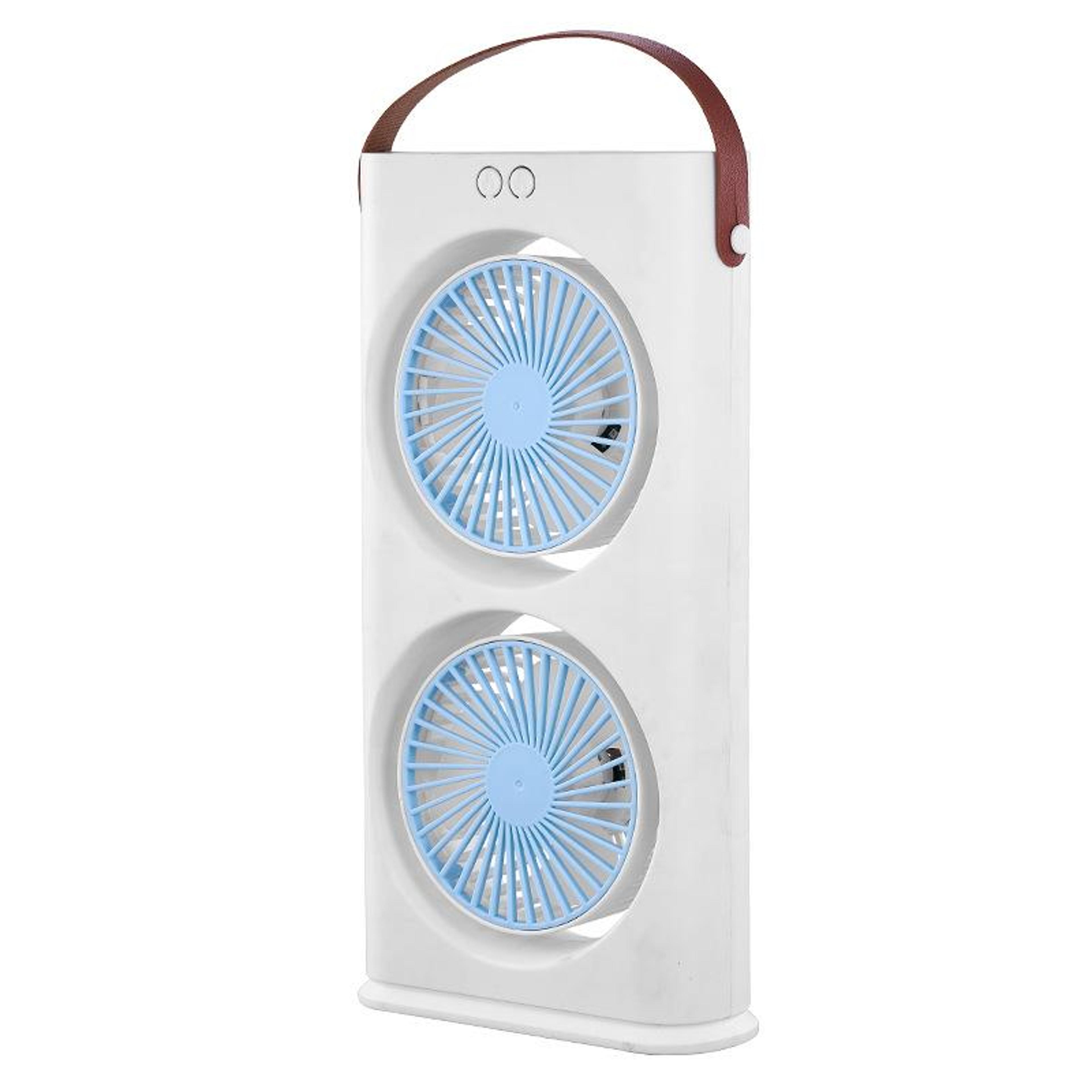dual head portable air cooler usb desk fan with led night light