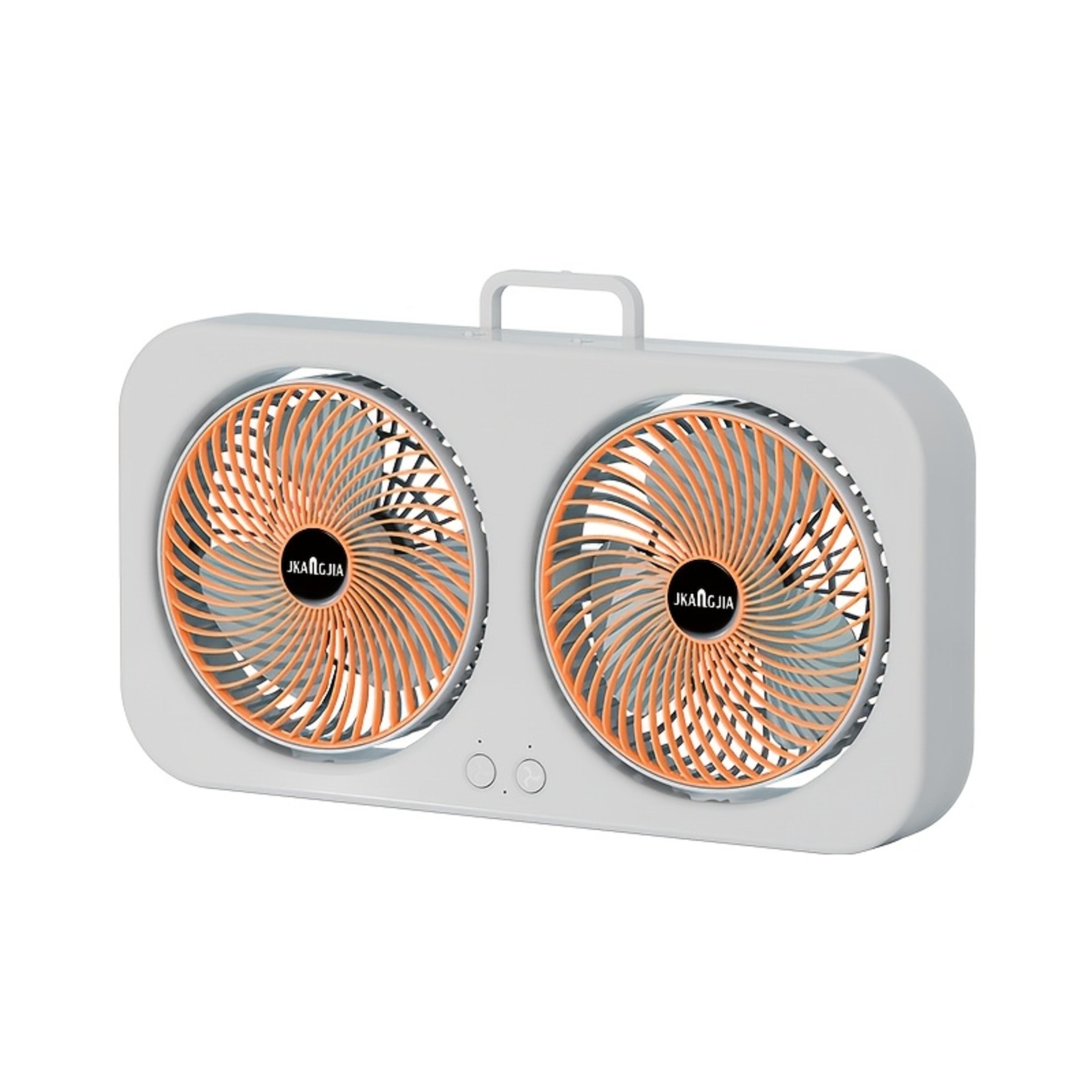portable rechargeable dual head fan with 360 adjustable usb desk cooling
