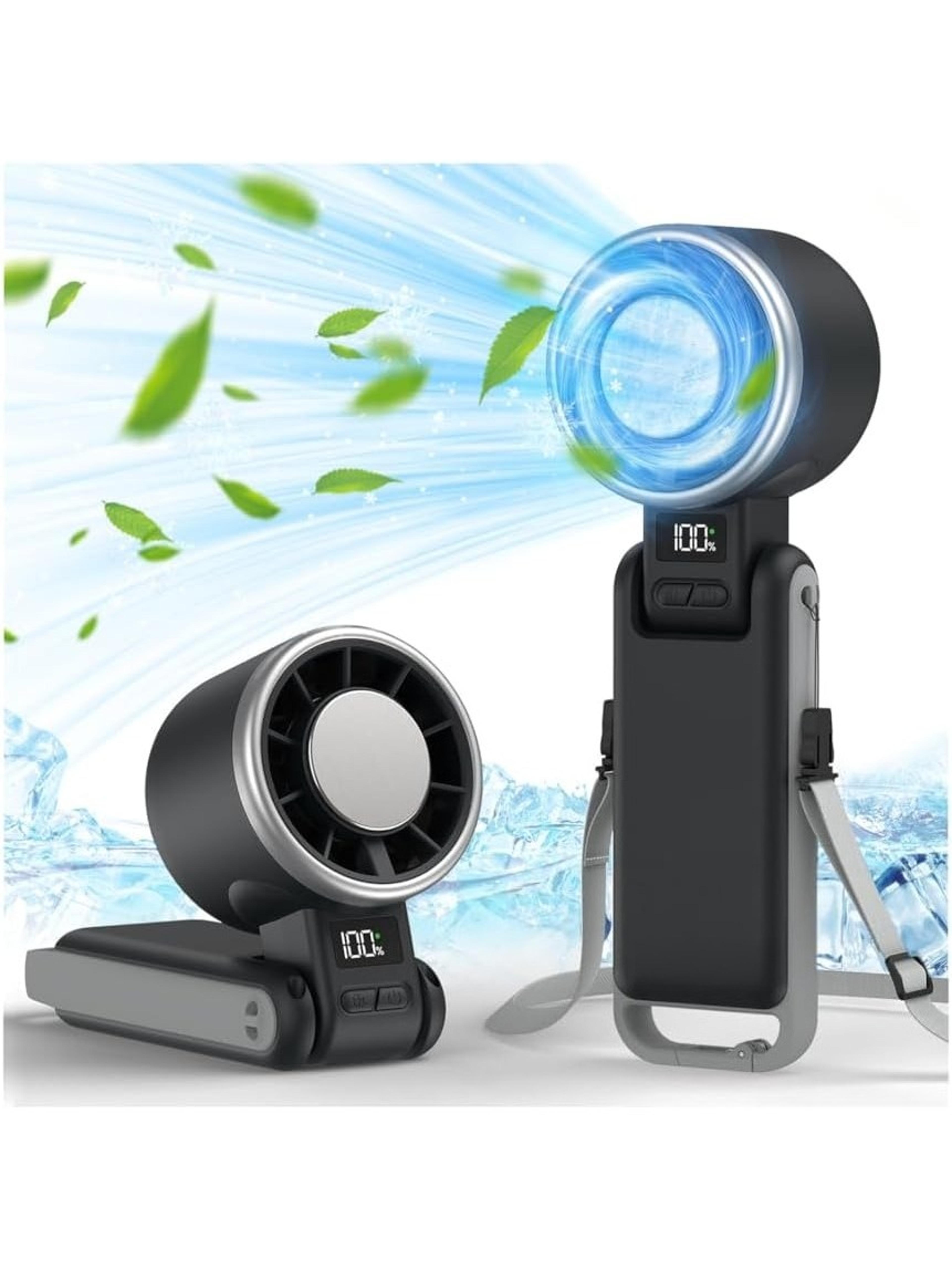 arctic breeze portable handheld fan with ice cooling 5 speed rechargeable turbo airflow