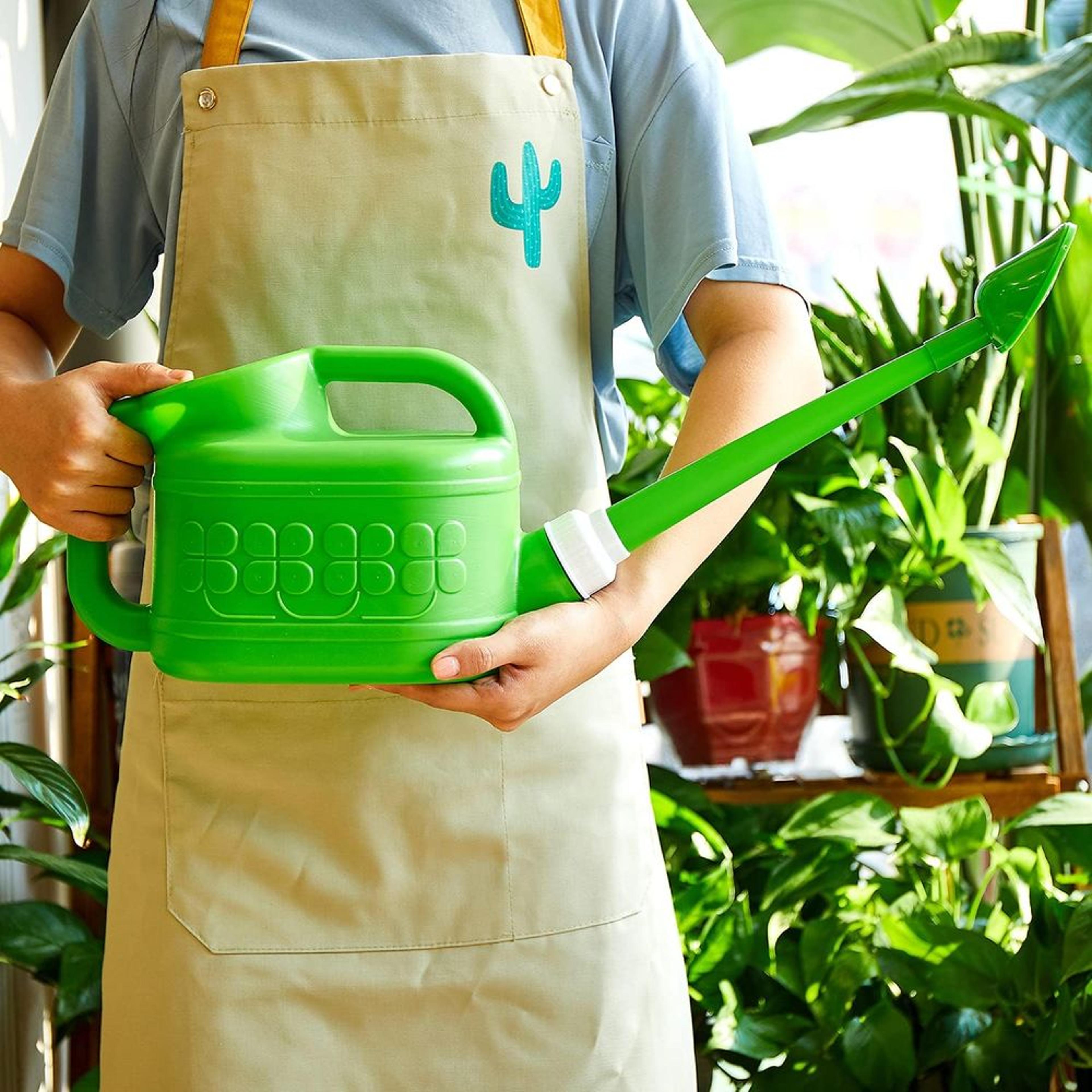 4l plant watering can with long spout & removable sprinkler head for indoor & outdoor gardenings