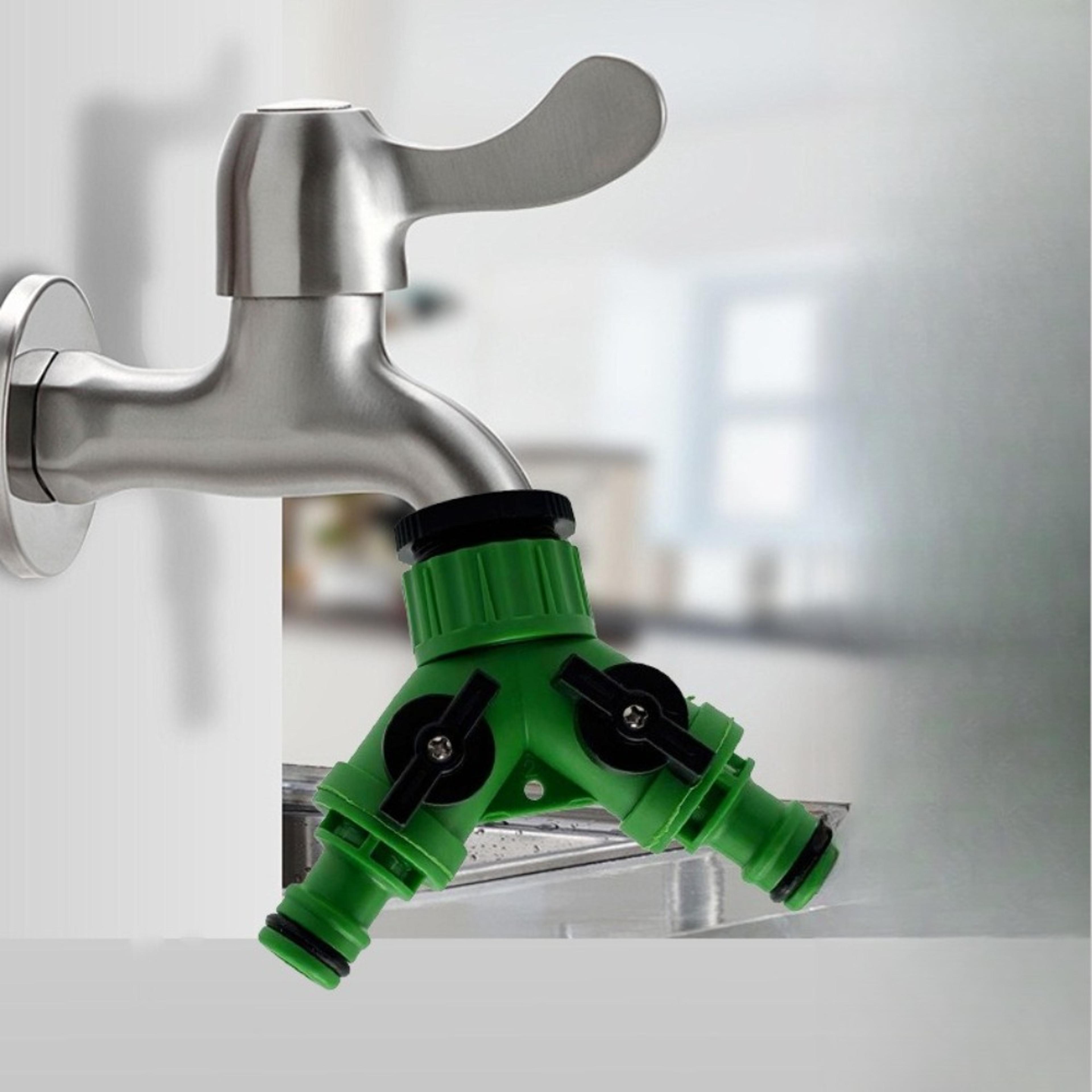 dual flow garden hose splitter 2 way y tap connector with adjustable shut off valves