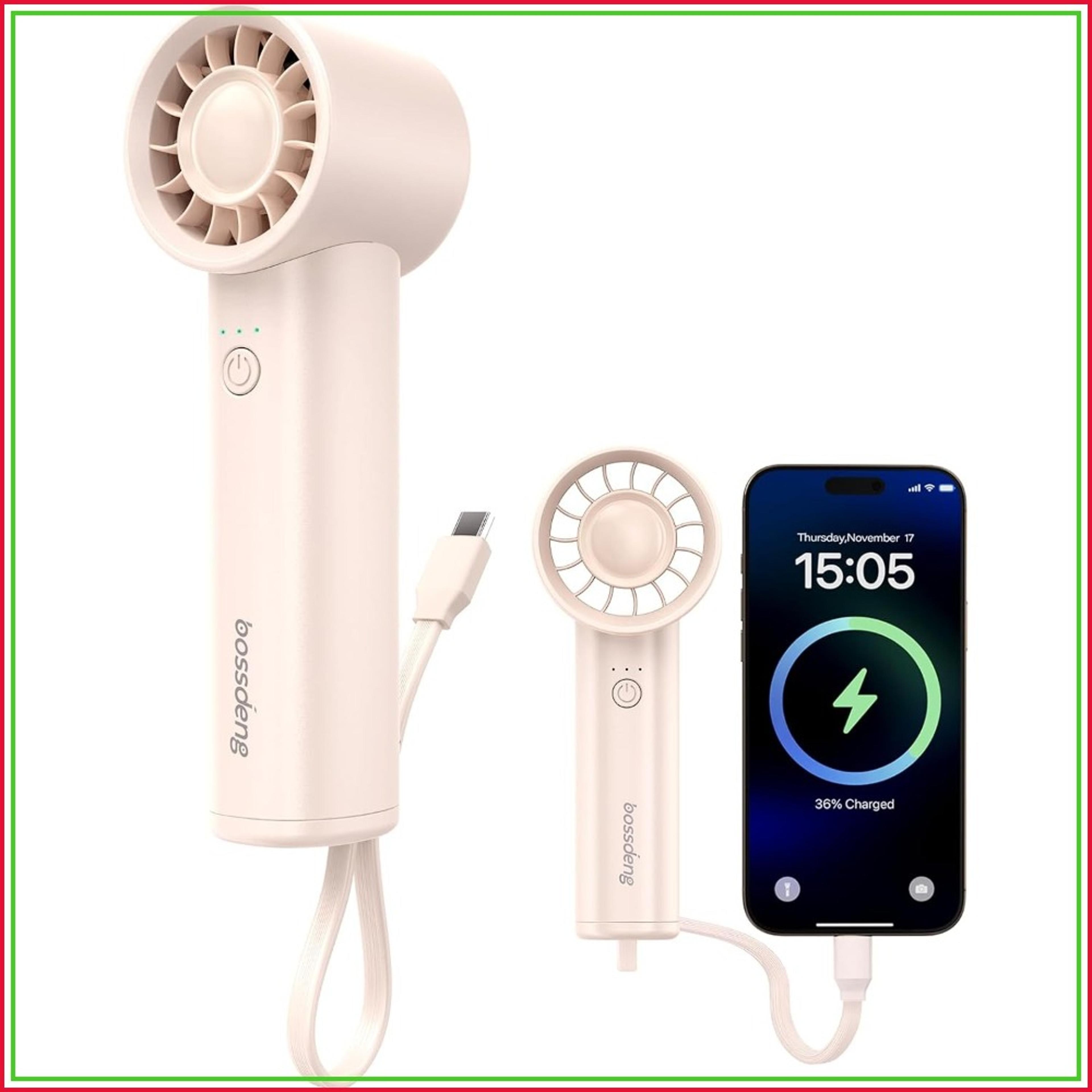 portable handheld fan with power bank & flashlight usb rechargeable mini travel fan