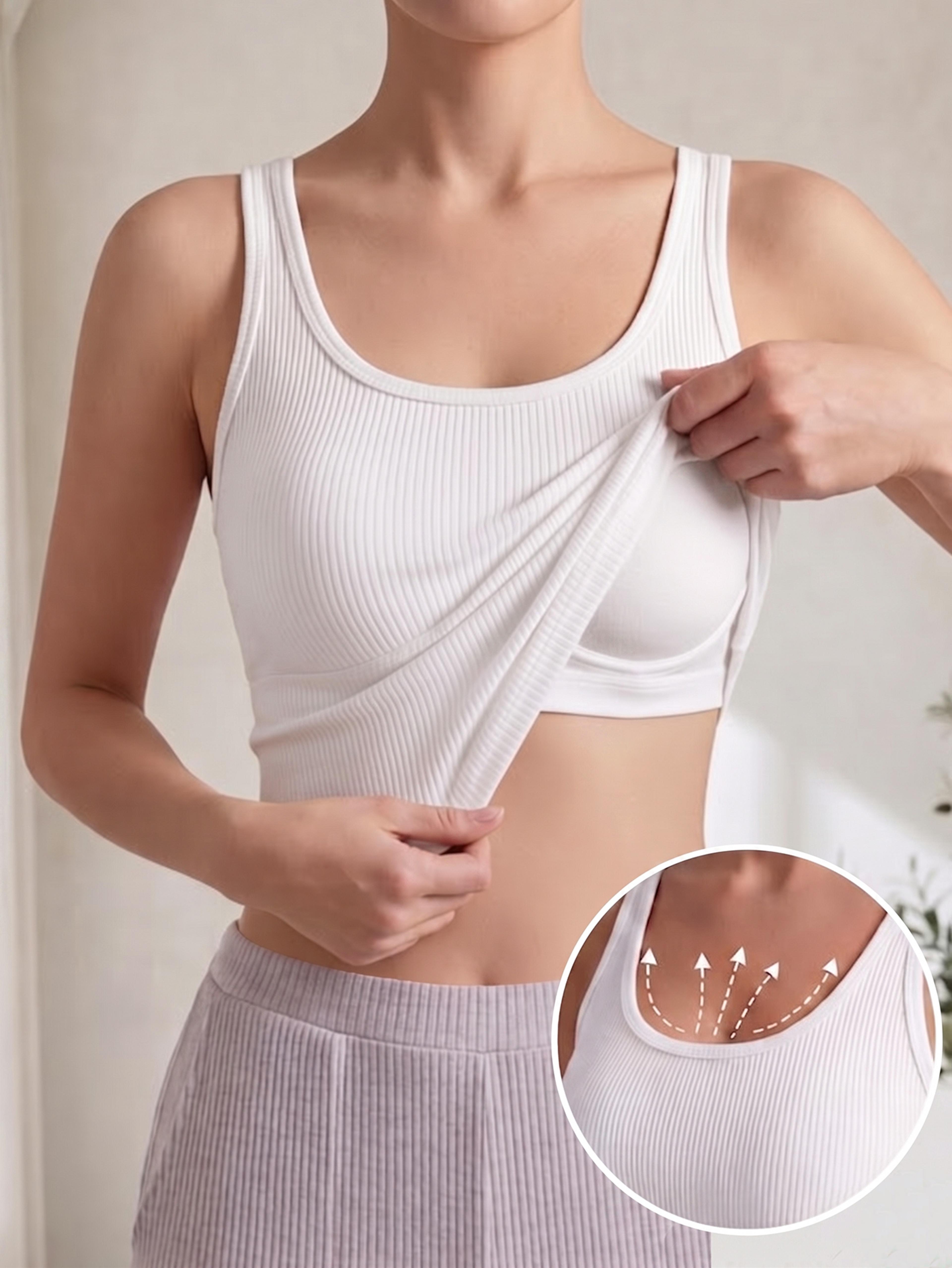 comfortflex ribbed tank top with built in bra seamless racerback yoga camisoles