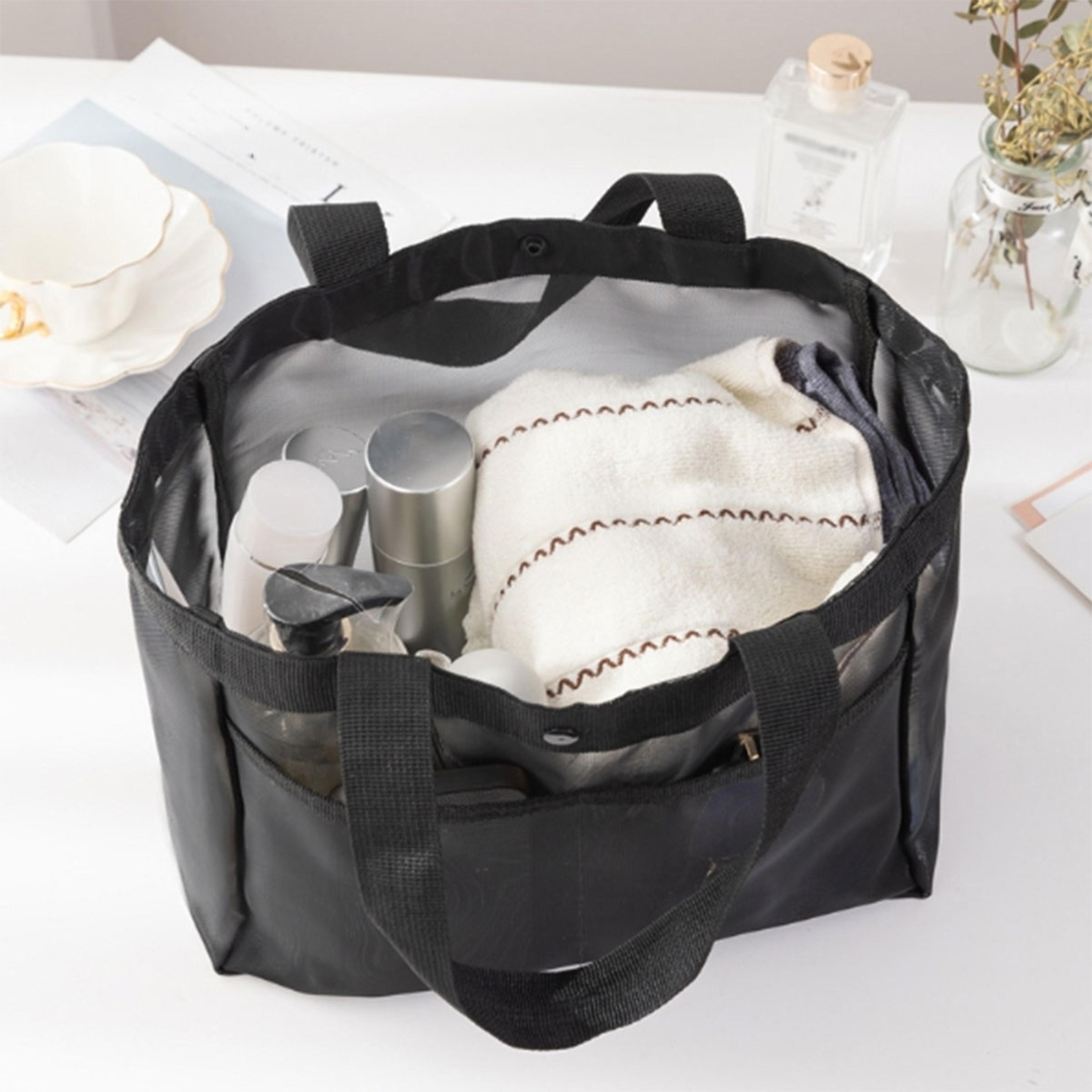 transparent mesh beach tote bag large capacity beach shoulder shopping bag