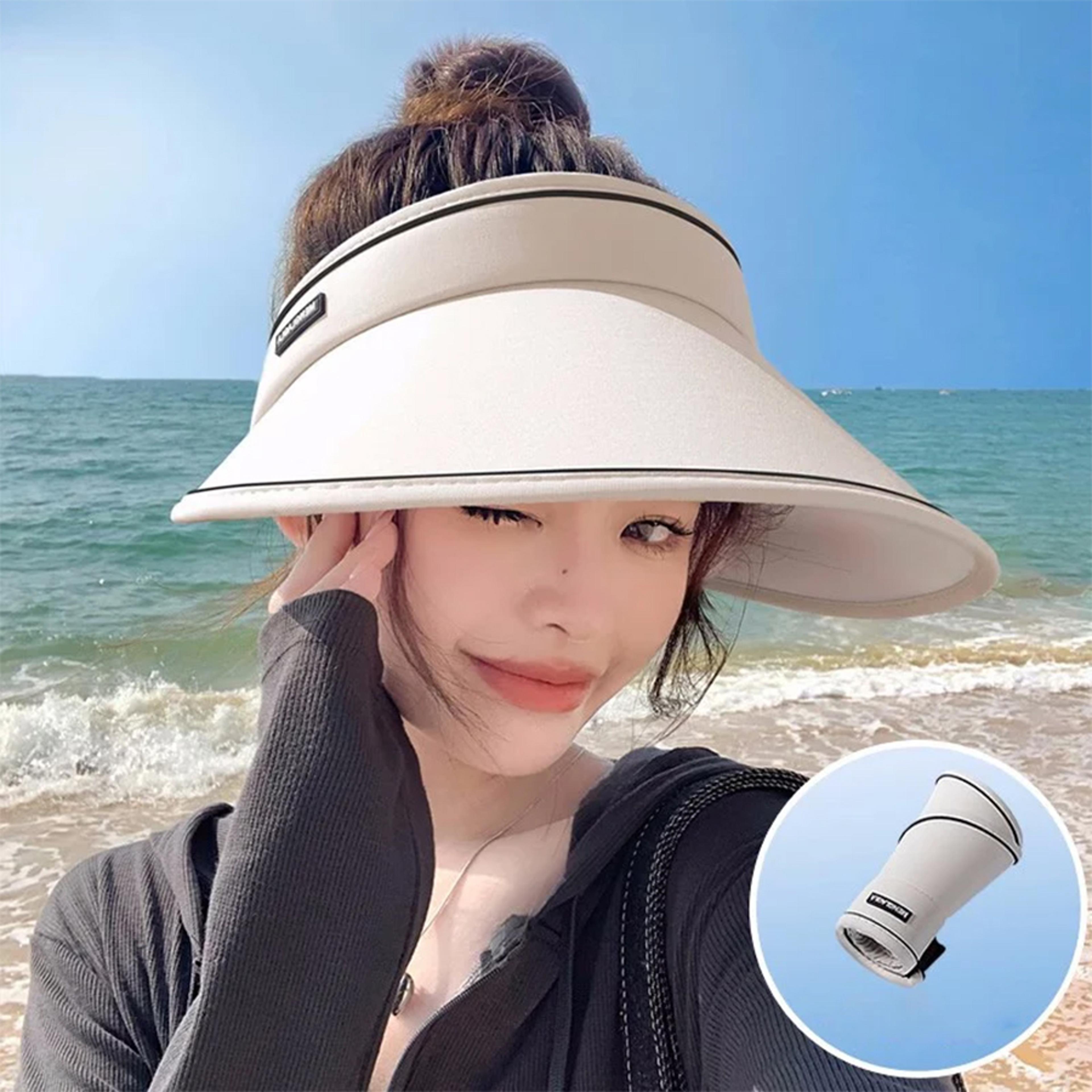 women's wide brim sun visor uv protection packable beach hat