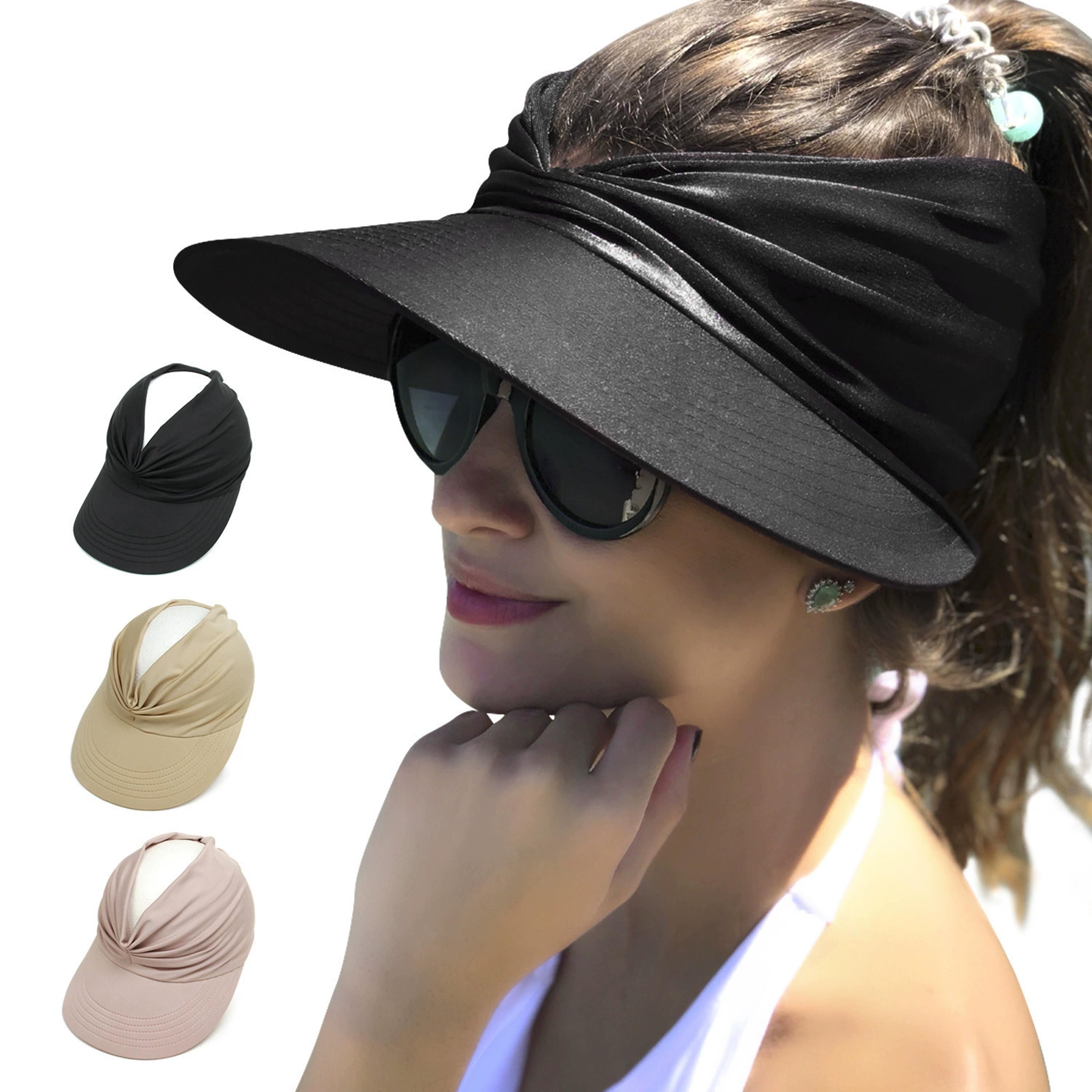 women sun visor hat wide brim uv protection beach cap for summer travel