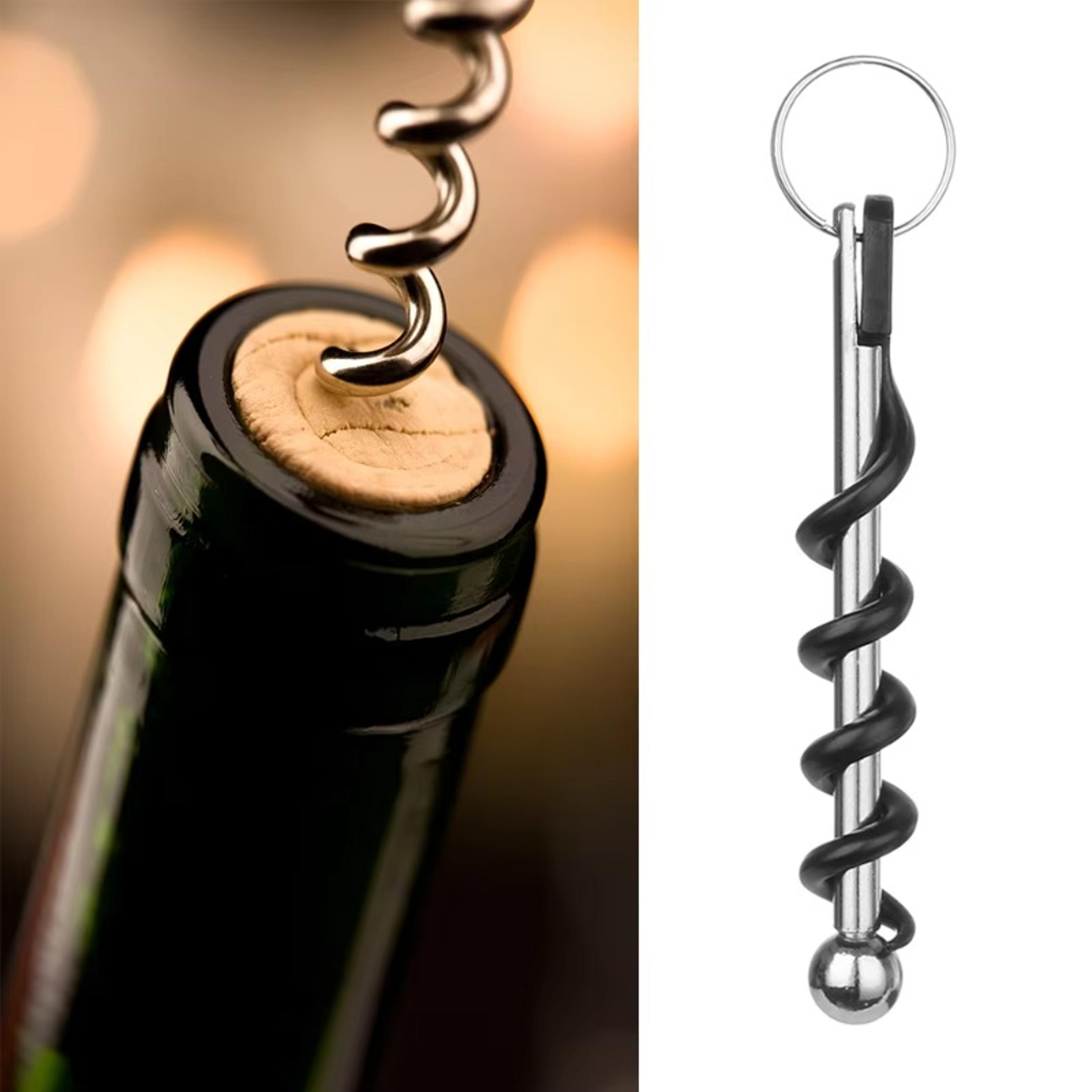 compact edc bottle opener keychain with mini corkscrew for camping and everyday carry