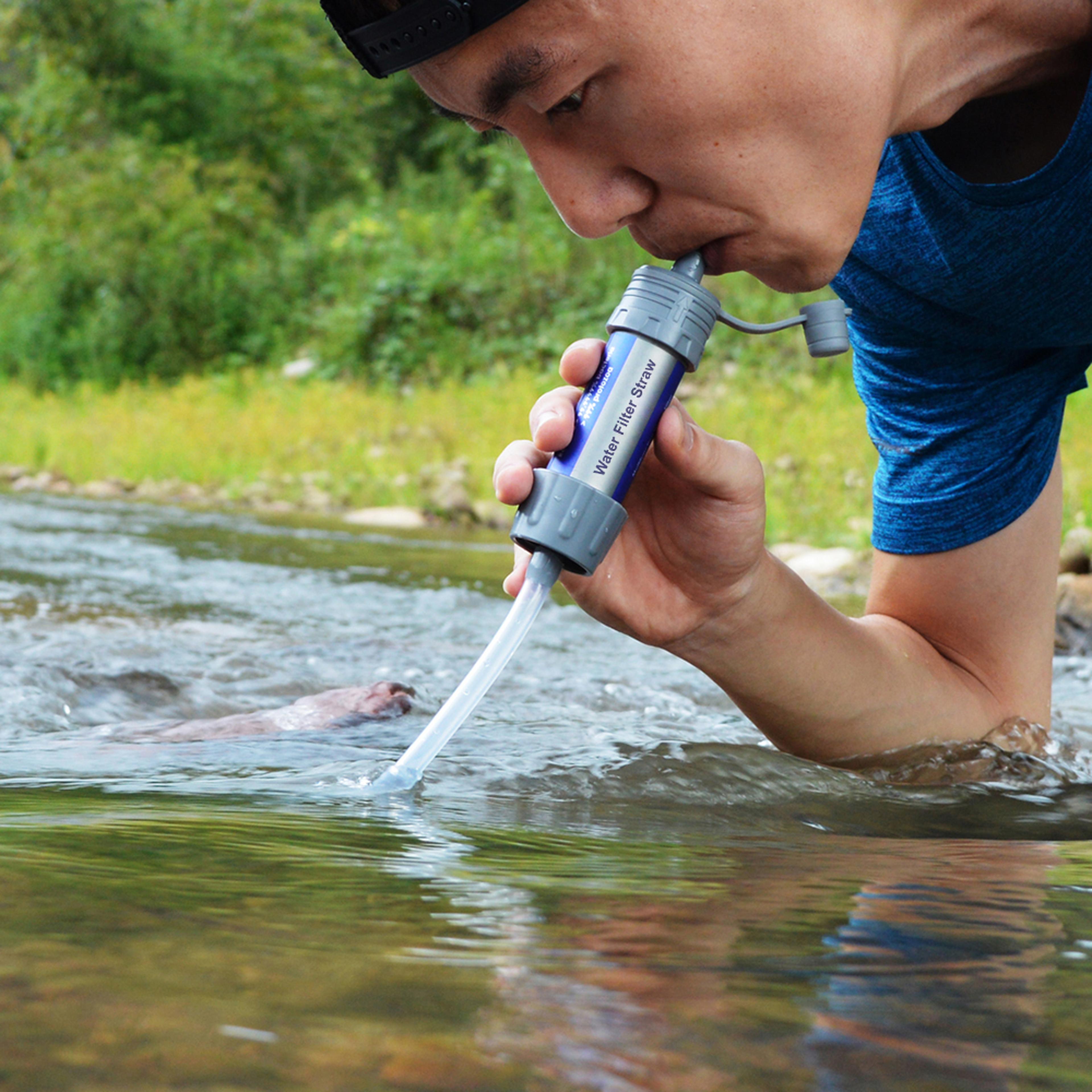 portable survival water filter straw emergency water purifier for camping hiking & travel