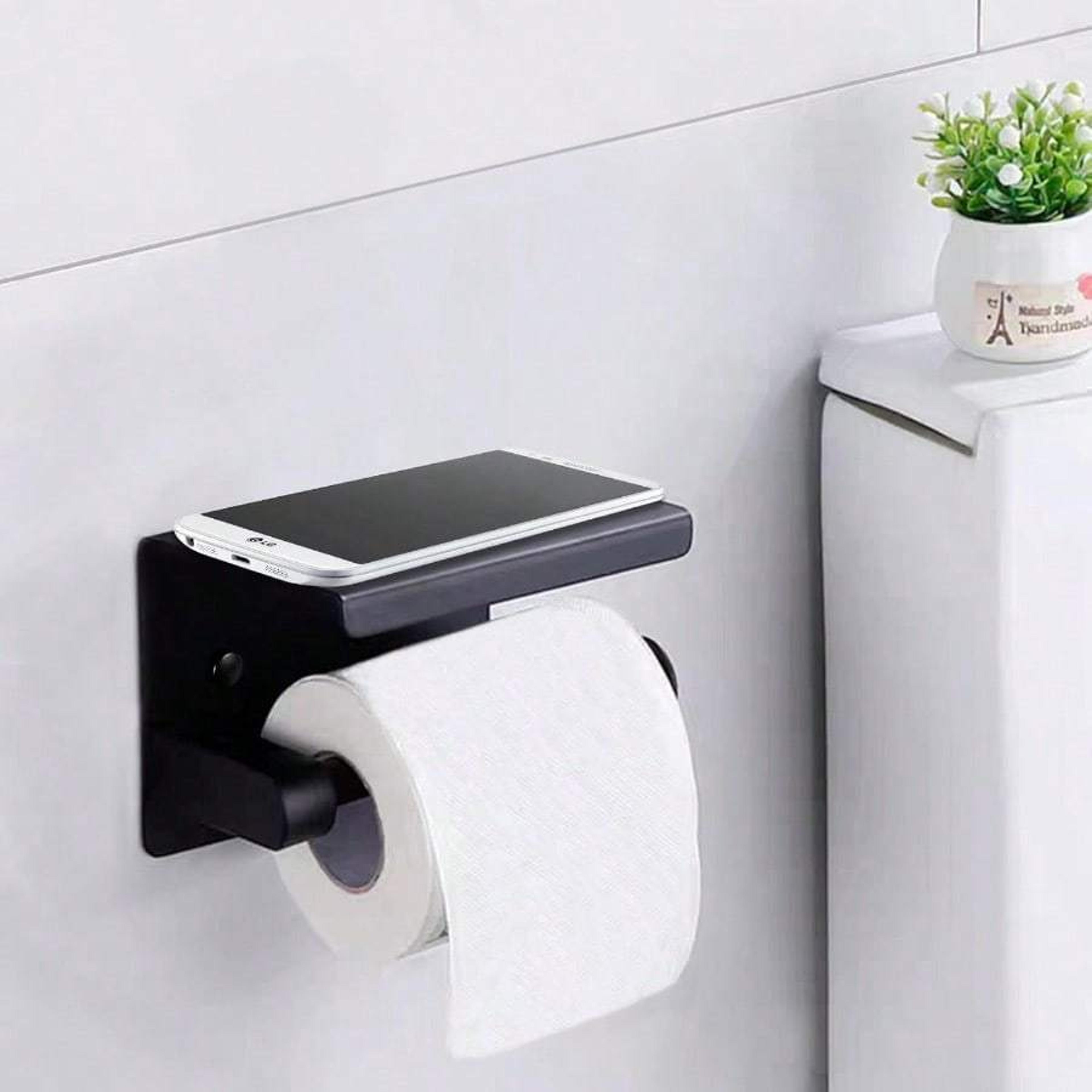 modern toilet paper holder with shelf stainless steel wall mount bathroom tissue holder black