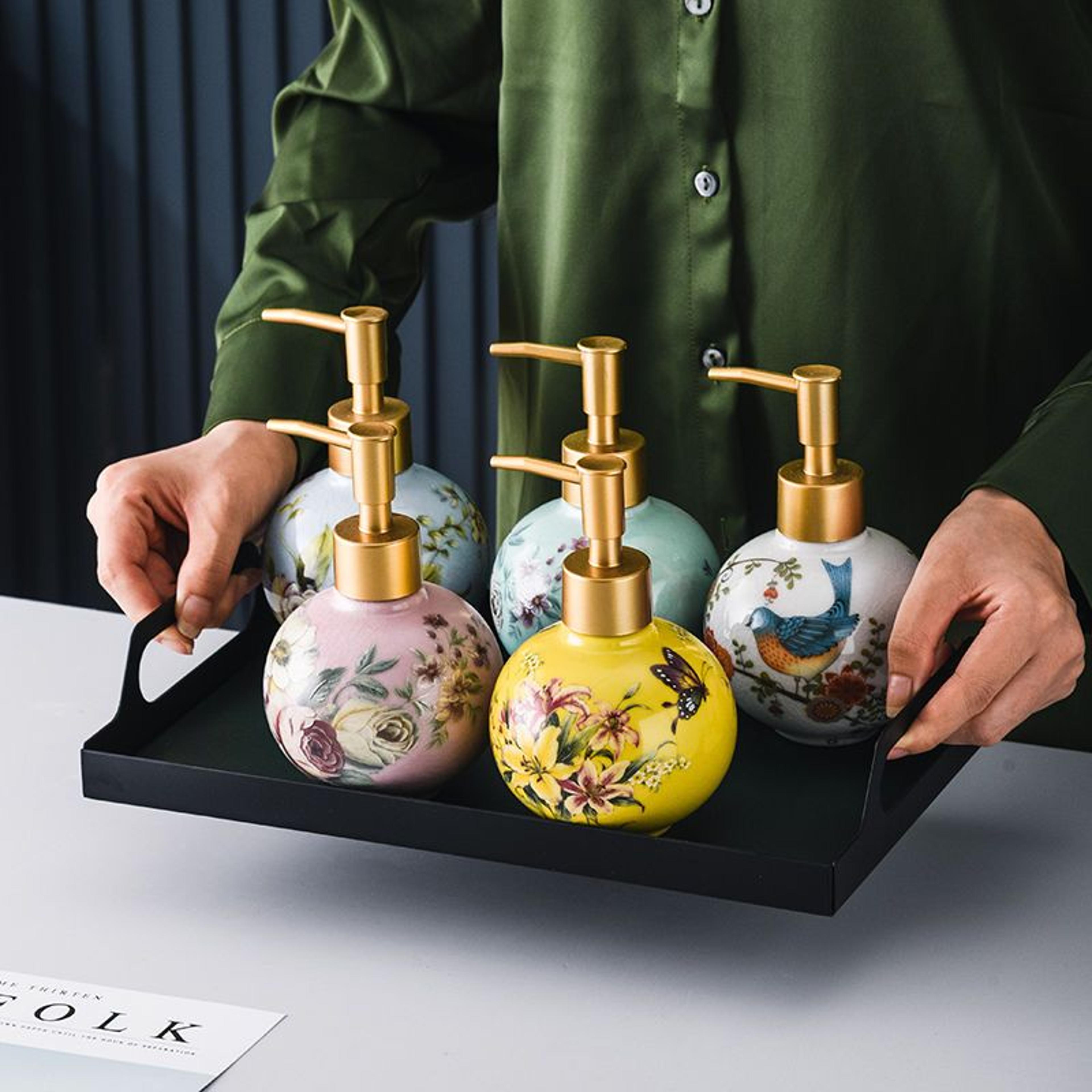 american style ceramic soap dispenser refillable lotion pump bottle for bathroom countertops