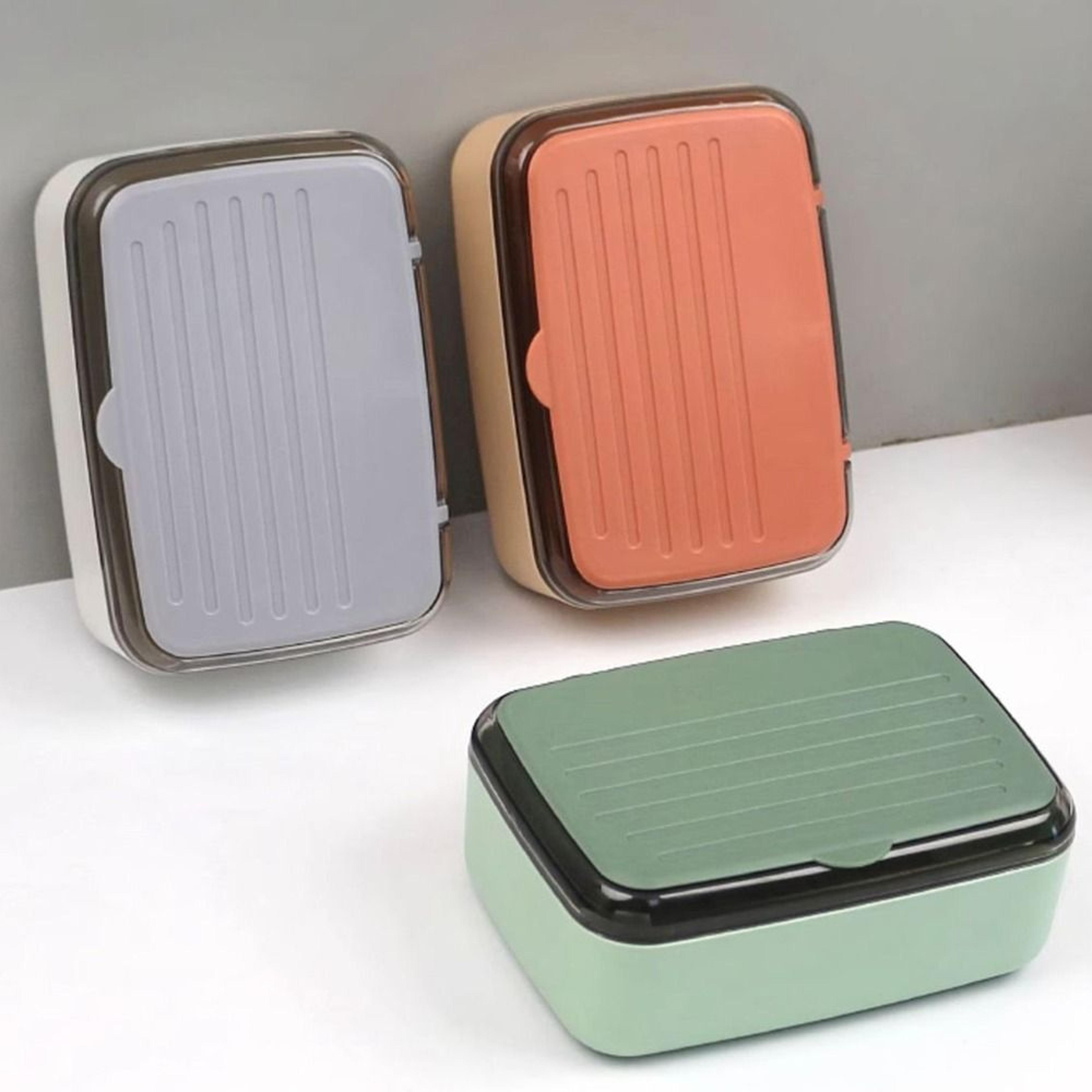 travel soap case with lid portable double layer soap holder storage box for home & camping